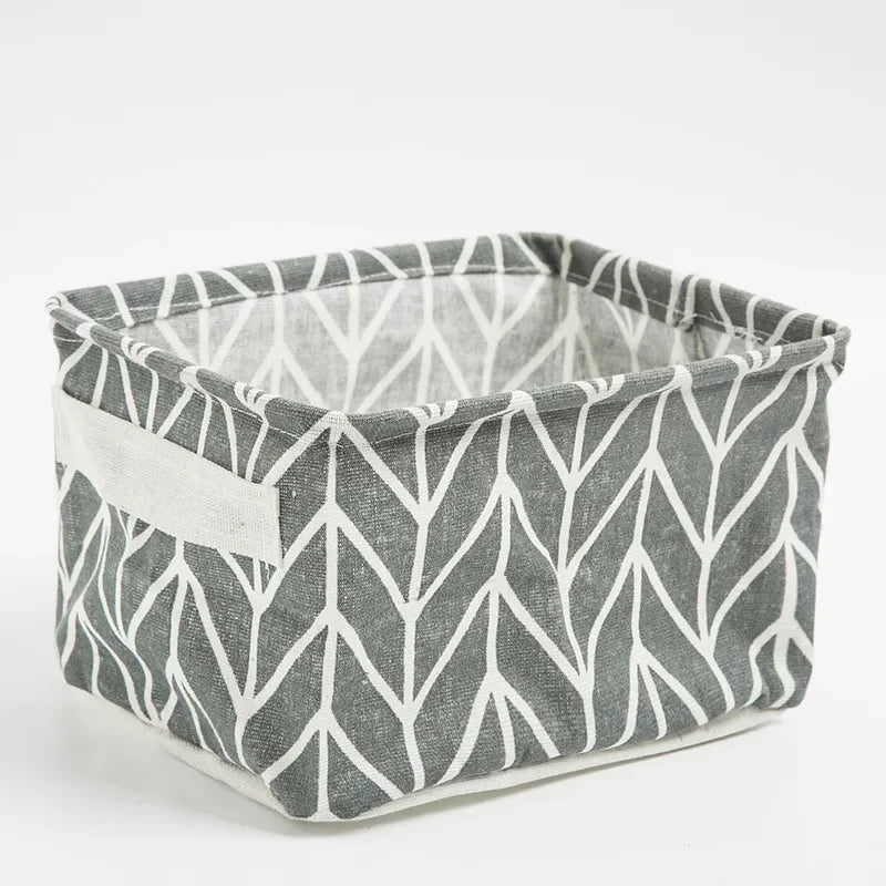 Toy Storage Fabric Foldable Storage Basket Cotton and Hemp Desktop Storage Box Small Fresh Waterproof Storage Basket Storage Box