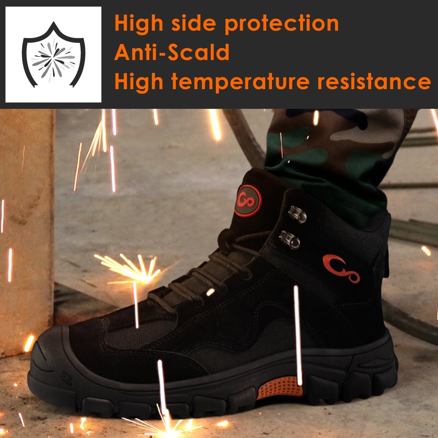 Steel Toe Work Boots for Men Safety Industrial Construction Shoes