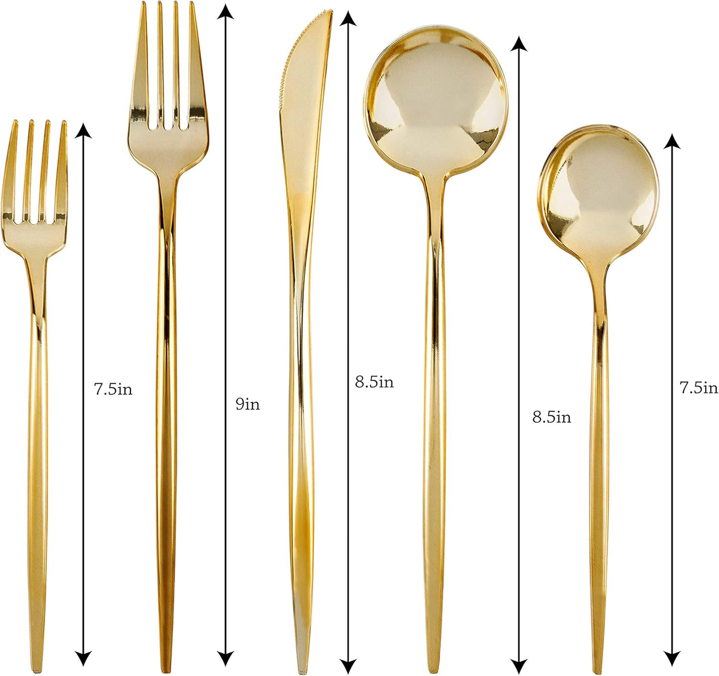 Novelty Modern Flatware, Cutlery, Disposable Plastic Salad Forks Luxury Gold 32 Count