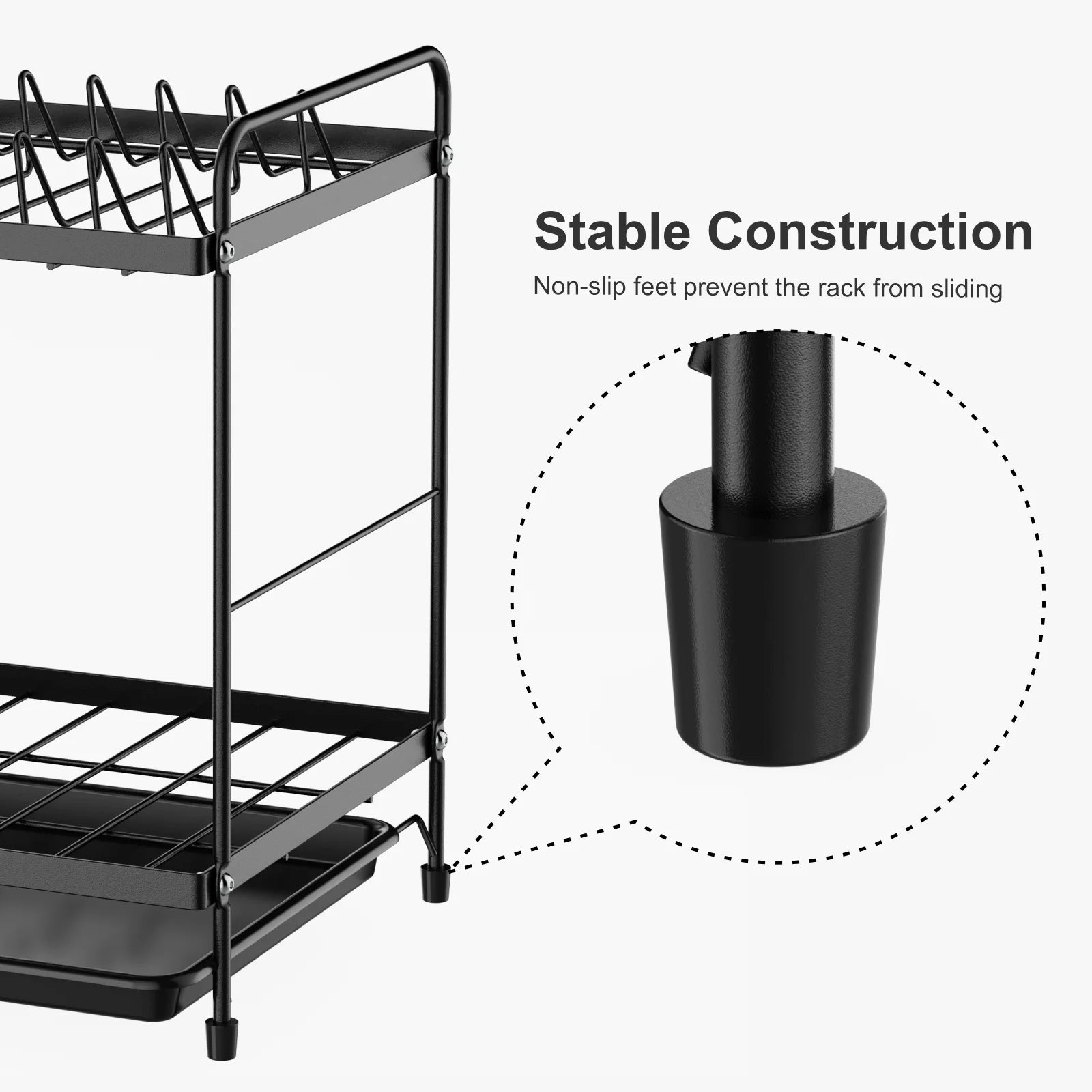 2 Tier Dish Racks Dish Drainers with Water Tray Cutlery Holder for Small Kitchen Households Black, 18.90 X 8.27 X 11.81 Inches