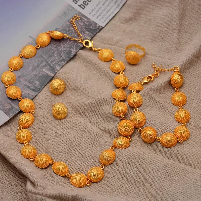 Dubai Gold Color Earrings/Necklaces/Jewelry Sets for Women African/Nigeria Jewellery Gifts Band Gift Box