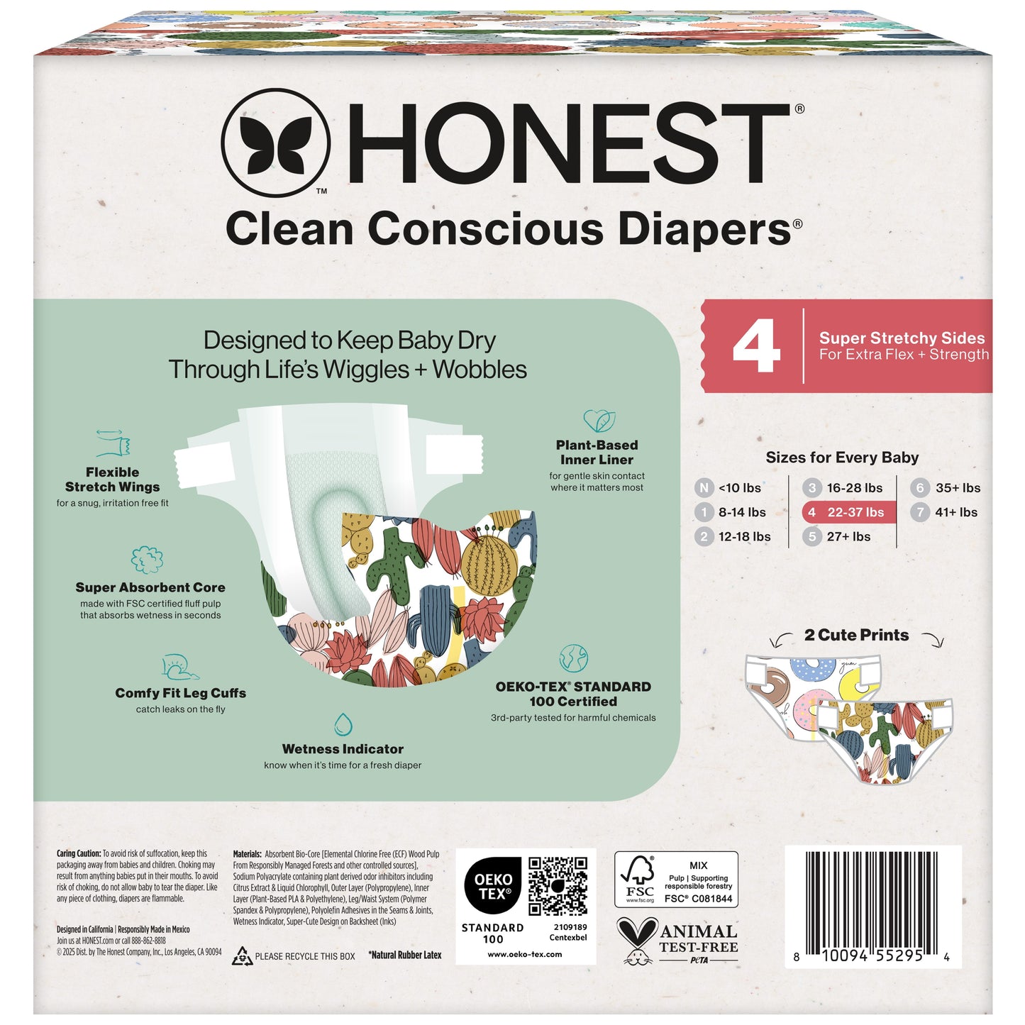 ® Clean Conscious Baby Diapers Size 4 (22-37 Lbs), Hypoallergenic and Fragrance Free, 84 Count