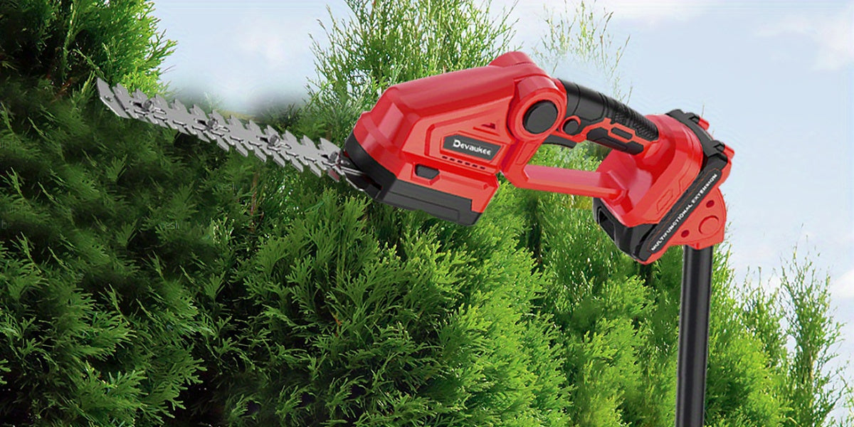 2-in-1 Cordless Hedge & Brush Trimmer with 2 Batteries & Charger, Heavy-Duty 2-in-1 Grass/Weed Cutter, Lithium-Ion Handheld Tool with Replaceable Blades & Storage for Lawn Care, Maintenance ( Plug), Hedge Trimmer, Lawn Trimme