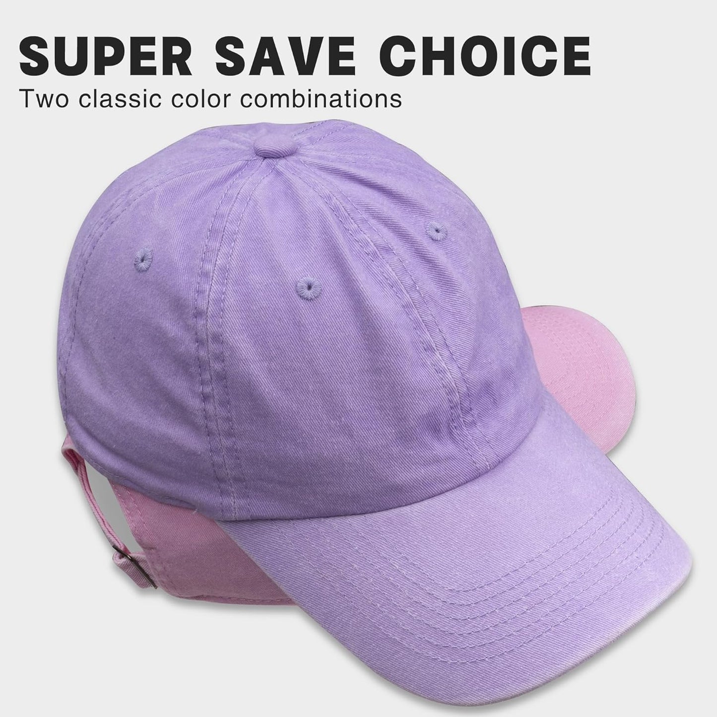 2 Pack Baseball Caps Golf Dad Hats,Ajustable Vintage Washed Cotton Ball Cap for Men Women