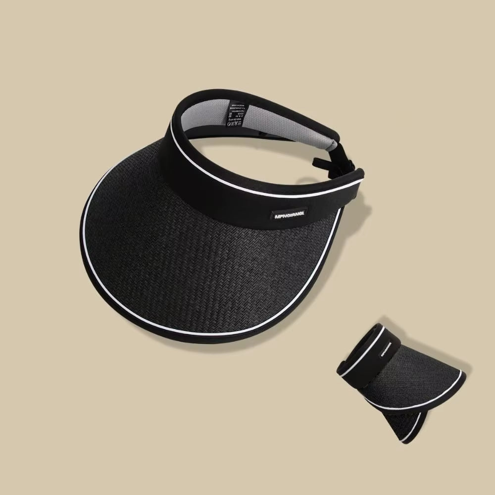 Summer Empty Top Suncap Portable Foldable Magic Tape Roll-Up Beach Hat Wide Brim Women Sun Hat Fashion Casual Straw Cap Visors