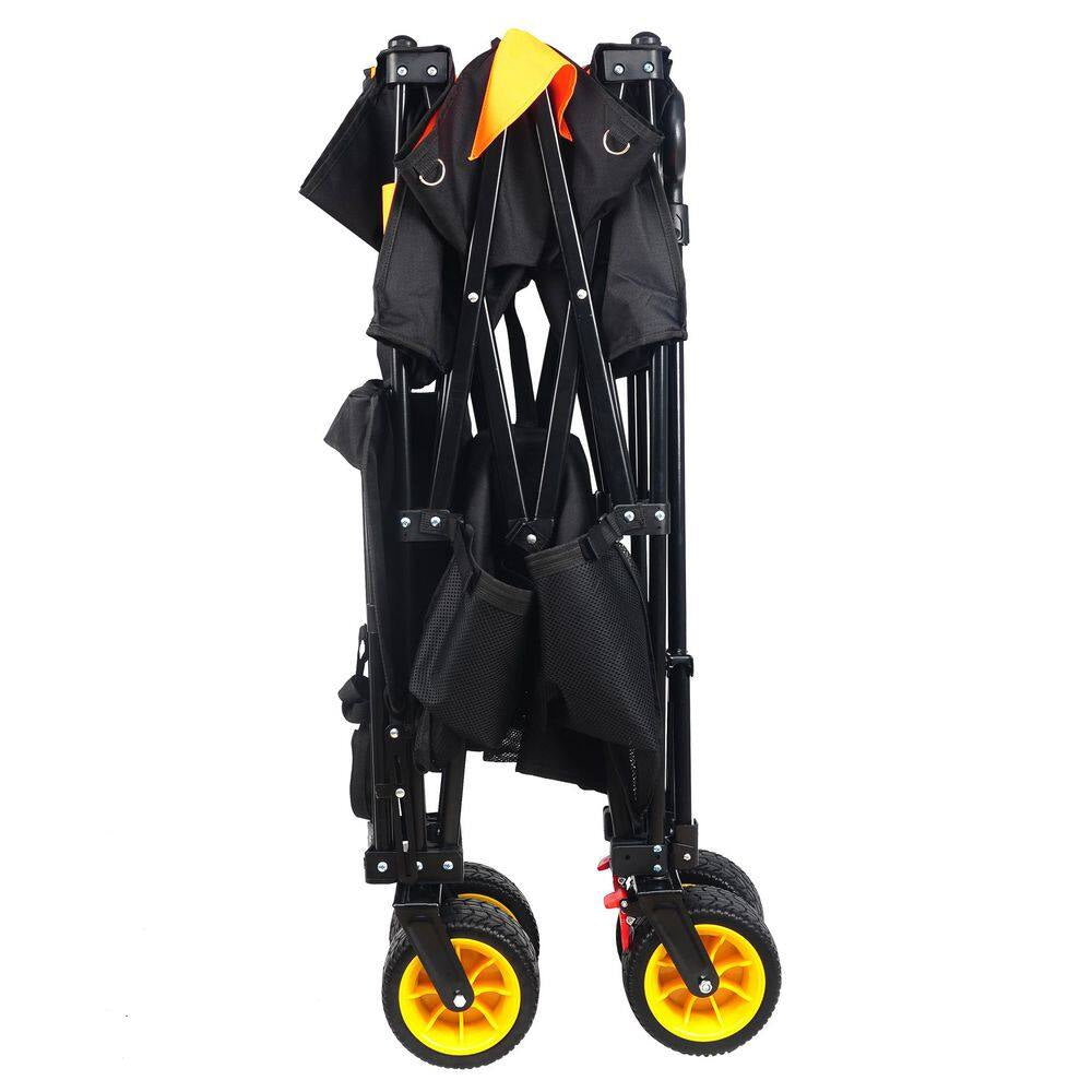 14.13 Cu. Ft. Big Large Capacity Metal Folding Garden Cart Extra Long Extender Folding Wagon Shopping Beach Cart