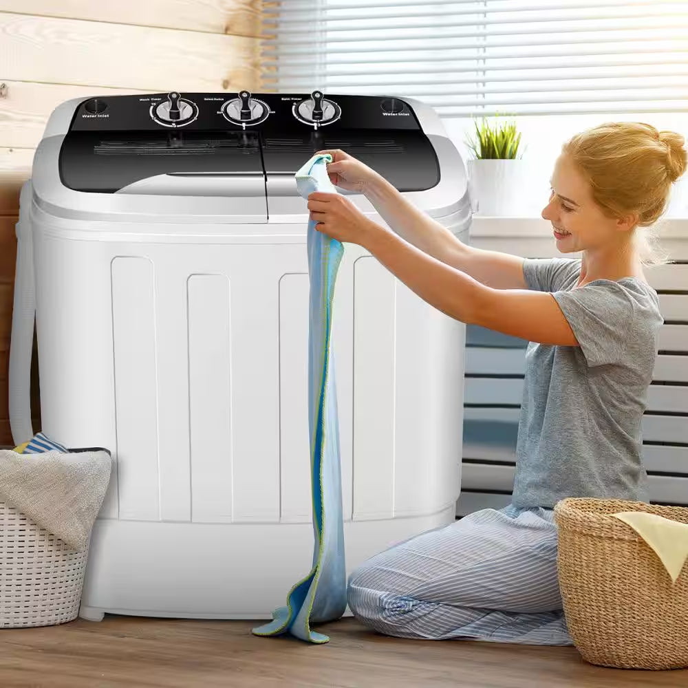 Timer Compact Mini Twin Tub 8 Lbs. Washing Machine Washer Spinner