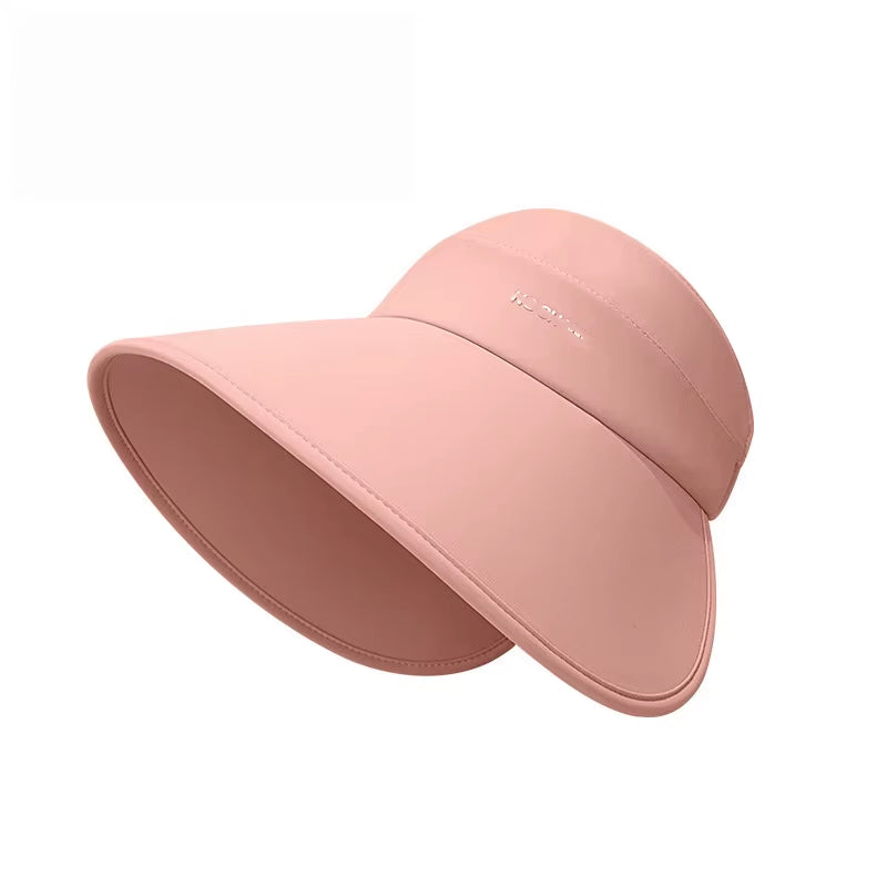 Women Summer Sun Hat Large Brim Empty Top Ponytail Cap for Outdoor Travel Beach Sunscreen Visors UV Protection Fisherman Hats 모자