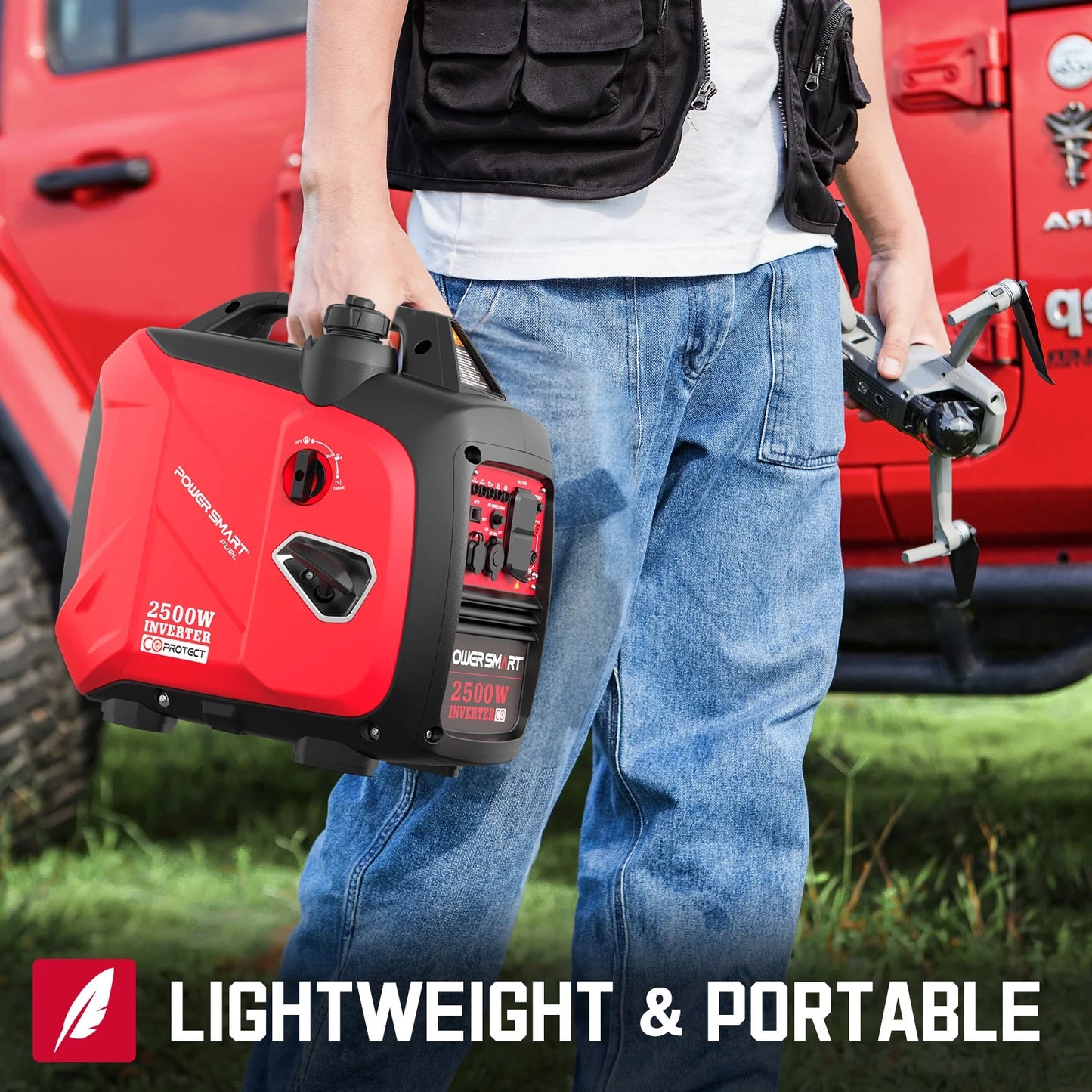2500W Portable Inverter Gas Generator Super Quiet Low Oil Shutdown Low Noise for Camping