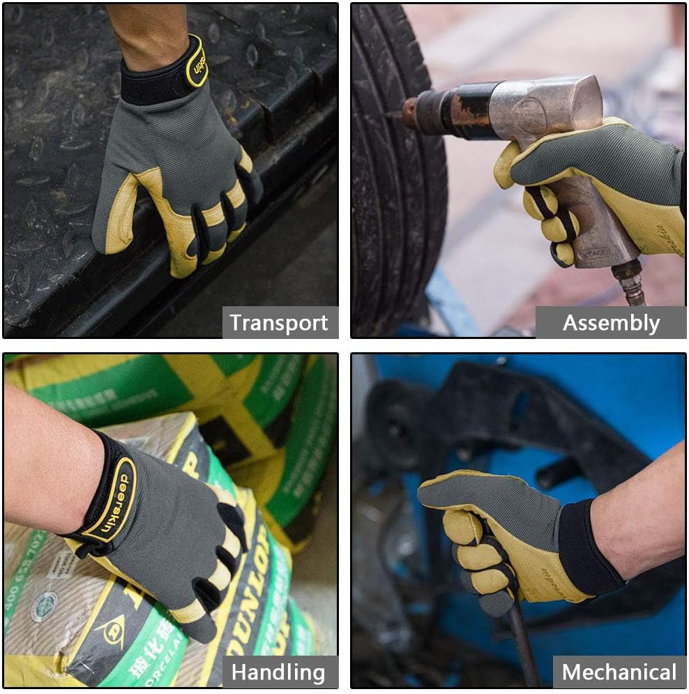 General Work Gloves, Deerskin Construction Gloves,Soft, Improved Dexterity