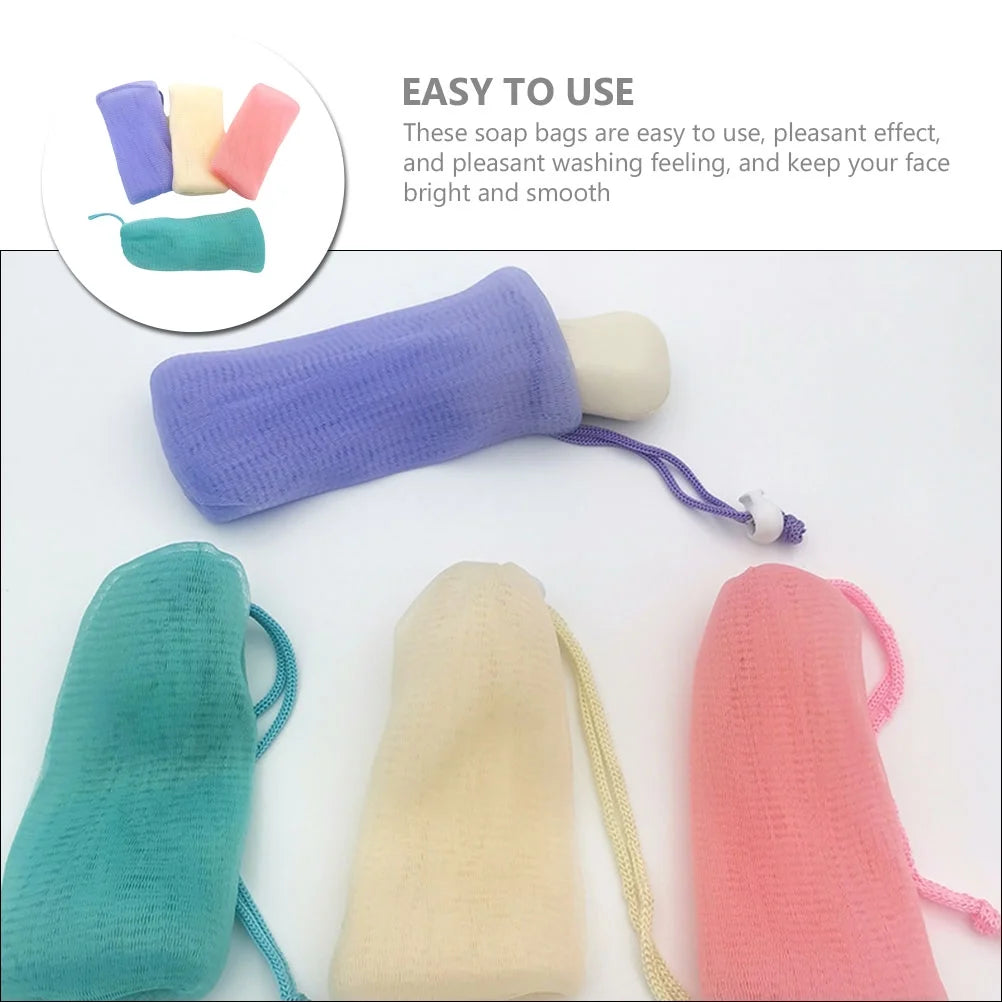 4 Pcs Soap Foaming Mesh Bag Bags Bar Scrubber Pouch Travel Accessories Face Cleansing Nets Drying