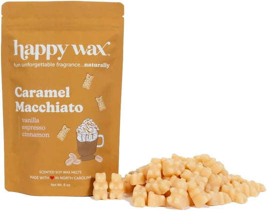 Caramel Macchiato Scented Bear Wax Melts - Natural Strong Coffee Scented - Infused with Essential Oils - Non Toxic & Pet Safe - (8 Oz Pouch)