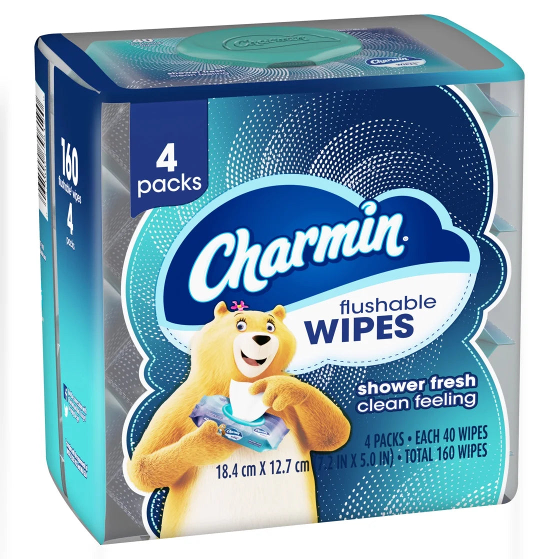 Flushable Wet Wipes, 4 Packs, 40 Wipes per Pack, 160 Total Wipes