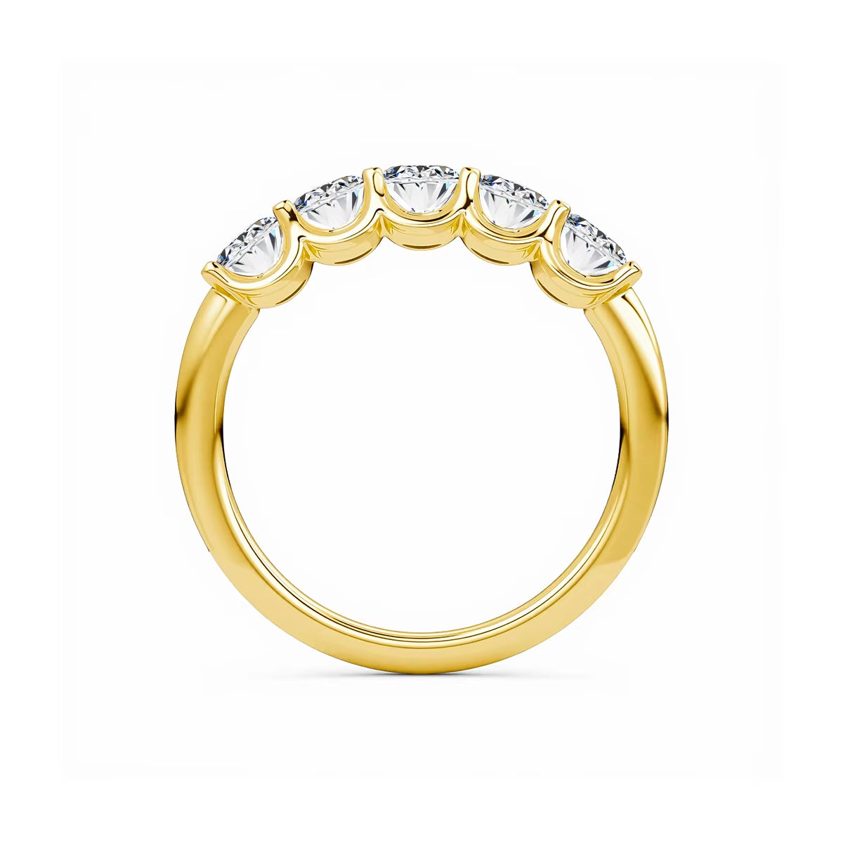 Real 14K Gold Oval Cut Moissanite Rings for Women 5 Stone Lab Diamond Eternity Wedding Band Bride Luxury Engagement Jewelry