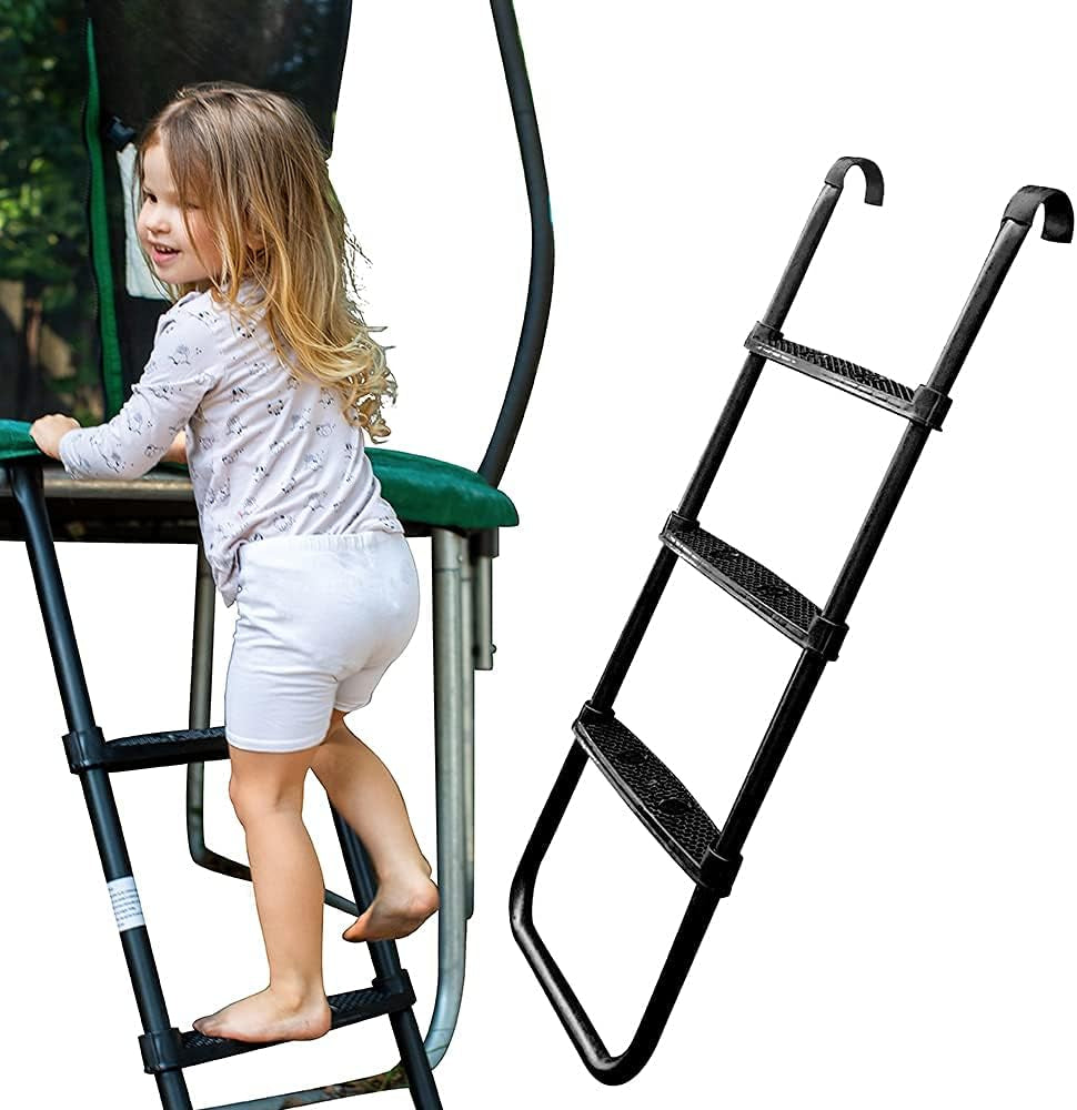 Trampoline Ladder, Universal Trampoline Ladder Accessories 3-Step Ladder Skid-Proof Wide Step Easy Assembly
