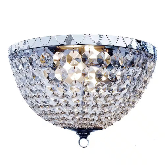 Victoria Crystal 2-Light Chrome Rain Drop Flush Mount