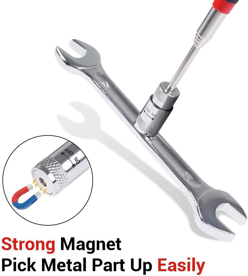 Magnetic Pickup Tool 2 Pack, Cool Gadget Gift for Men, 31" Telescoping LED Flashlight Pick up + Slim 25" Telescopic Extendable Magnet Stick, Unique Men'S Gifts Christmas Birthday for Dad Mechanic Guy