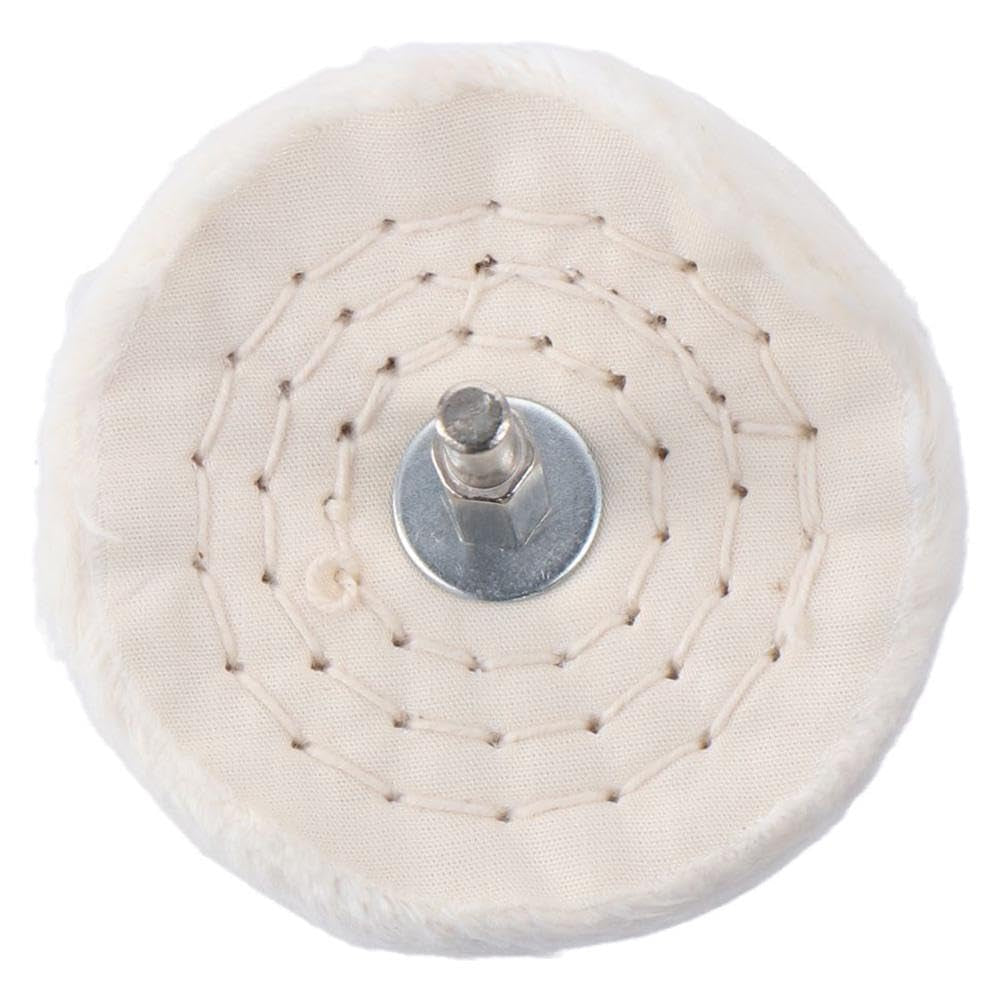 4Pcs Polishing Wheel Cotton Pad, 3 Inch Buffing Cotton Wheel with 1/4-Inch Stainless Steel Handle for Aluminum Stainless Steel Manifold Chrome, White