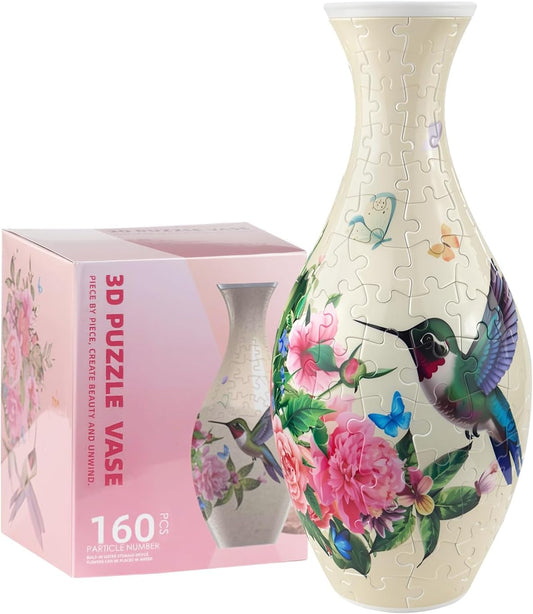 3D Puzzles Vase for Adults, 160 Pieces Plastic DIY Unique Pattern Vase, Crafts F
