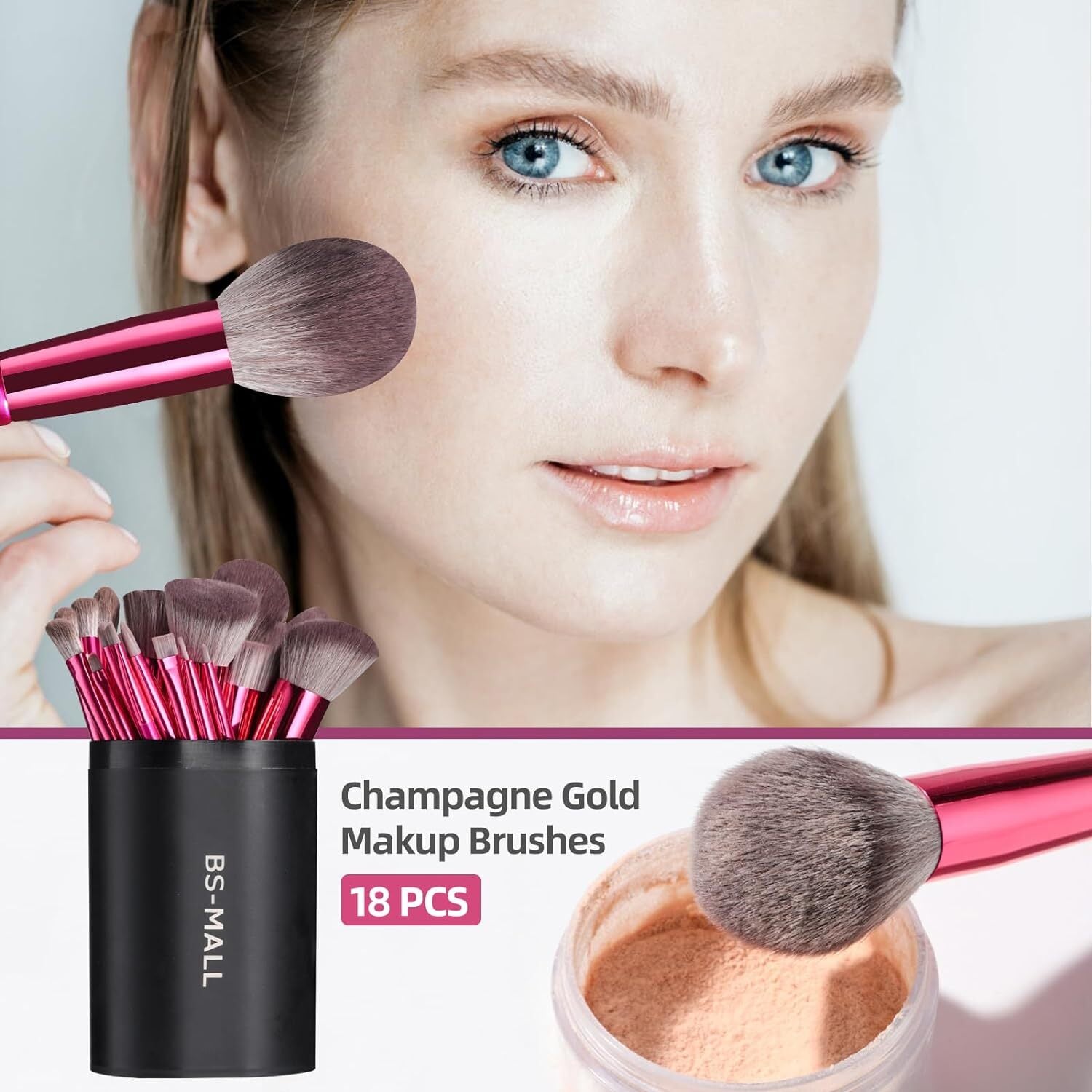 BS-MALL Makeup Brush Set 18 Pcs Premium Synthetic Foundation Powder Concealers