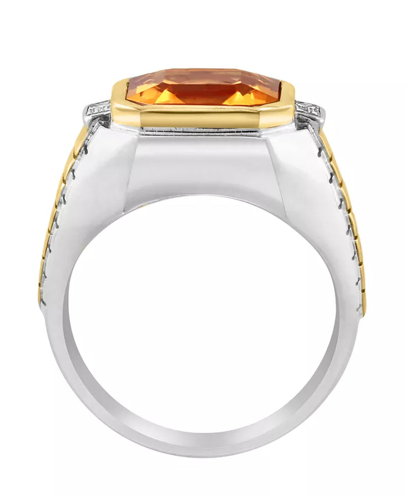 EFFY® Men'S Citrine (5-1/10 Ct. T.W.) & White Topaz (1/10 Ct. T.W.) Ring in Sterling Silver & 14K Gold-Plated Sterling Silver