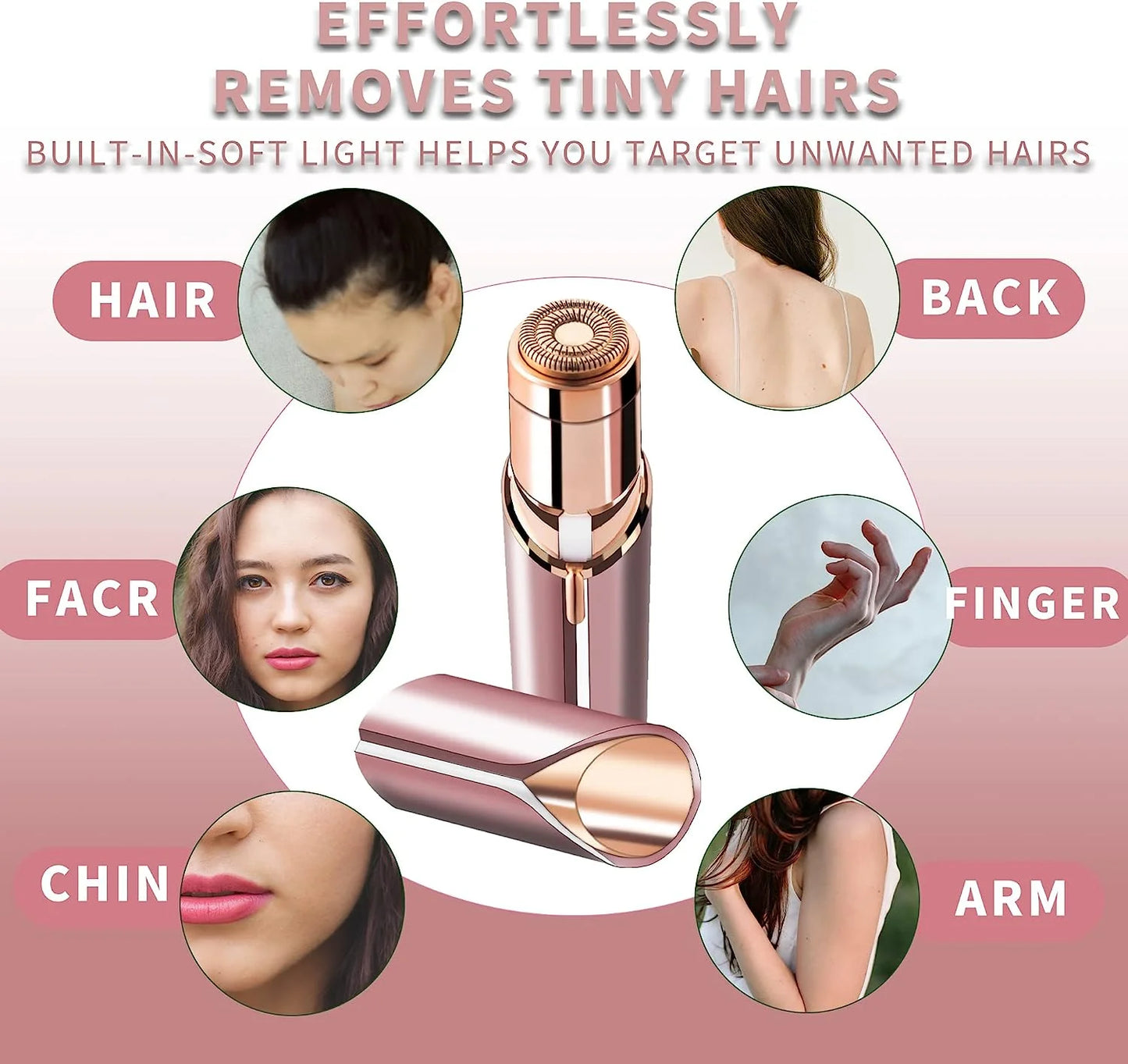 Facial Hair Removal for Women, Mini Hair Remover, Electric Razor Shaver Portable Painless Bikini Epilator for Lips, Chin, Armpit, Peach Fuzz, Arms, Legs,And USB Rechargeable