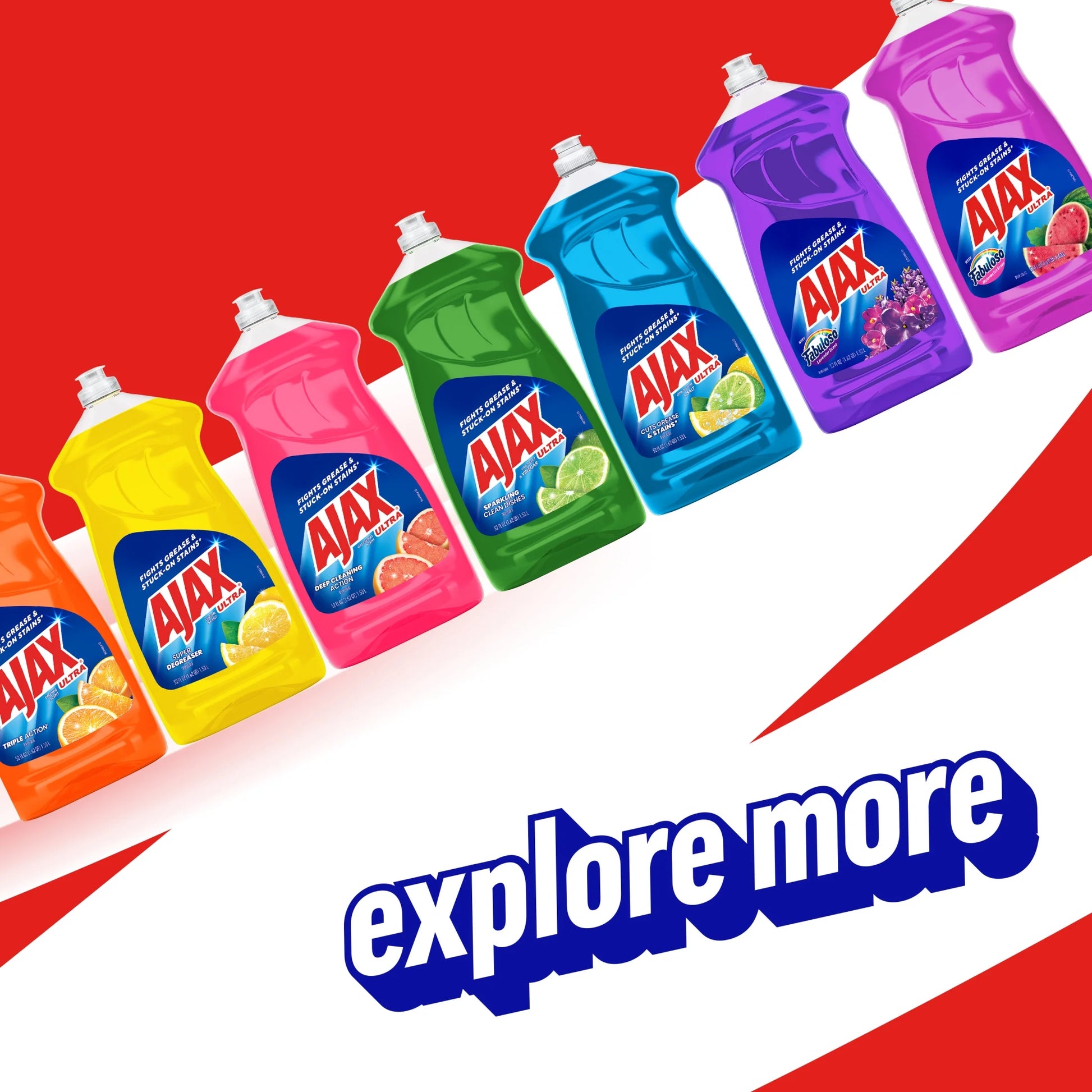 Ultra Liquid Dish Soap with Fabuloso Watermelon Scent, Easy-Flip Cap, 52 Fl Oz Bottle