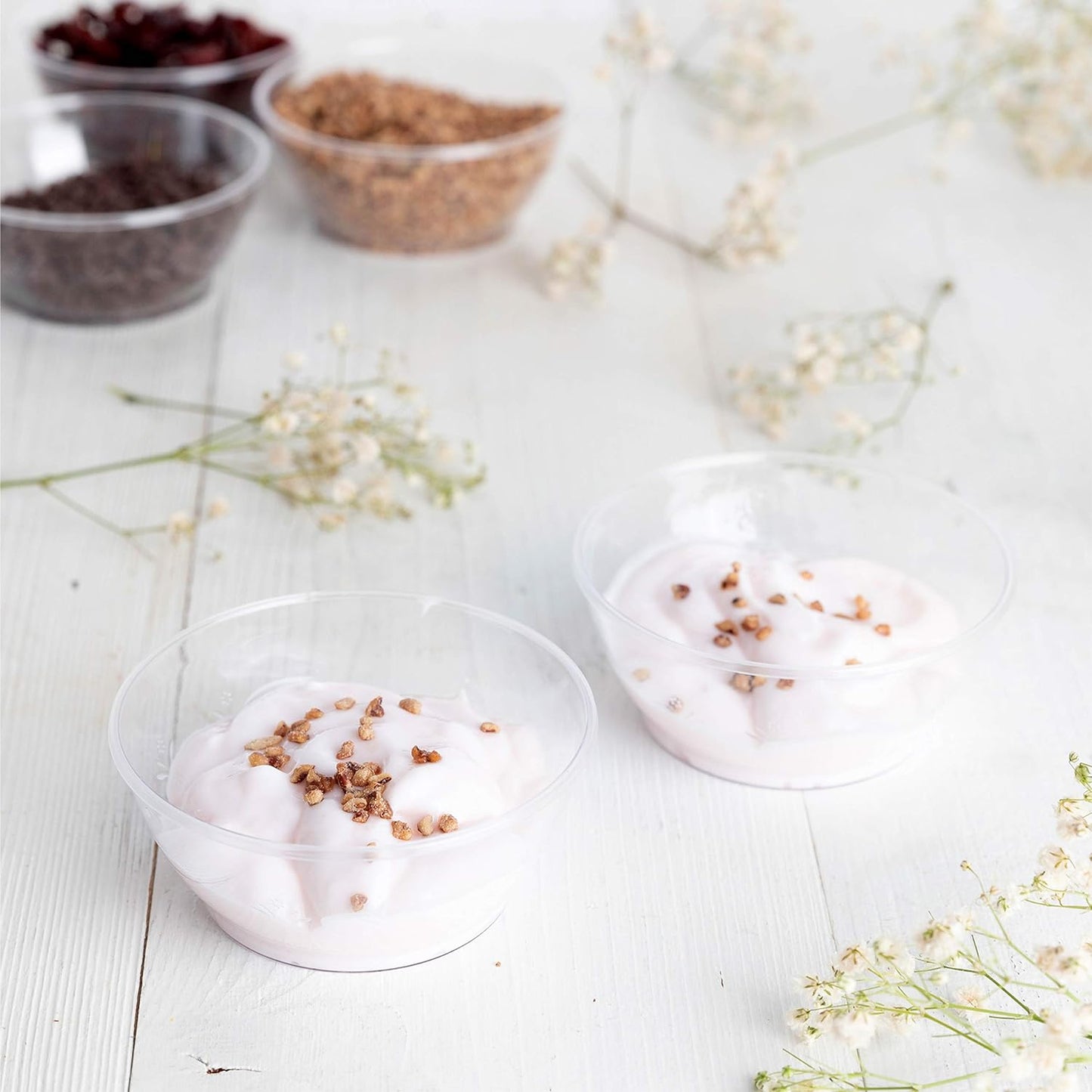 6 Oz Hard Plastic Desert Bowls - Ice Cream Bowls Premium Quality Disposable Clear Bowl Pack of 40