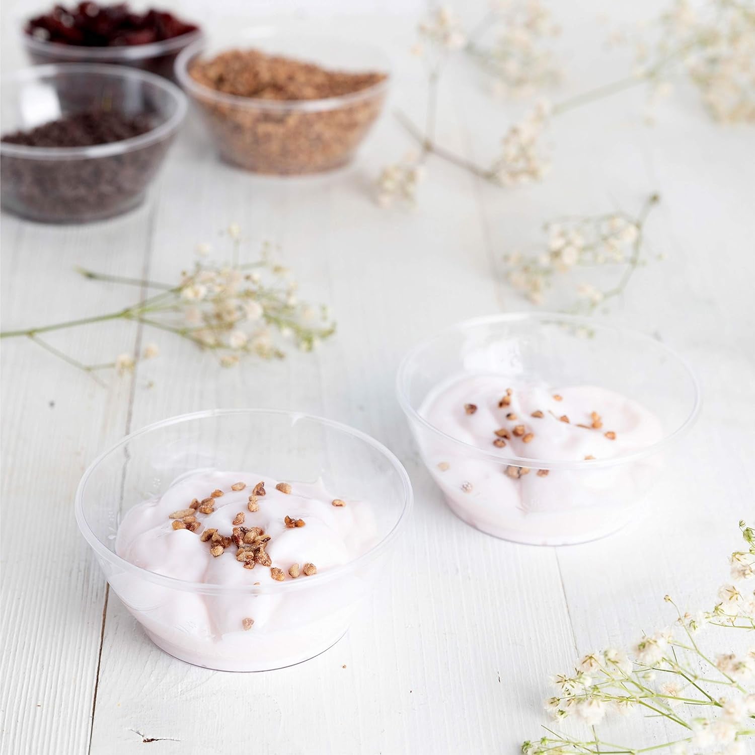 6 Oz Hard Plastic Desert Bowls - Ice Cream Bowls Premium Quality Disposable Clear Bowl Pack of 40