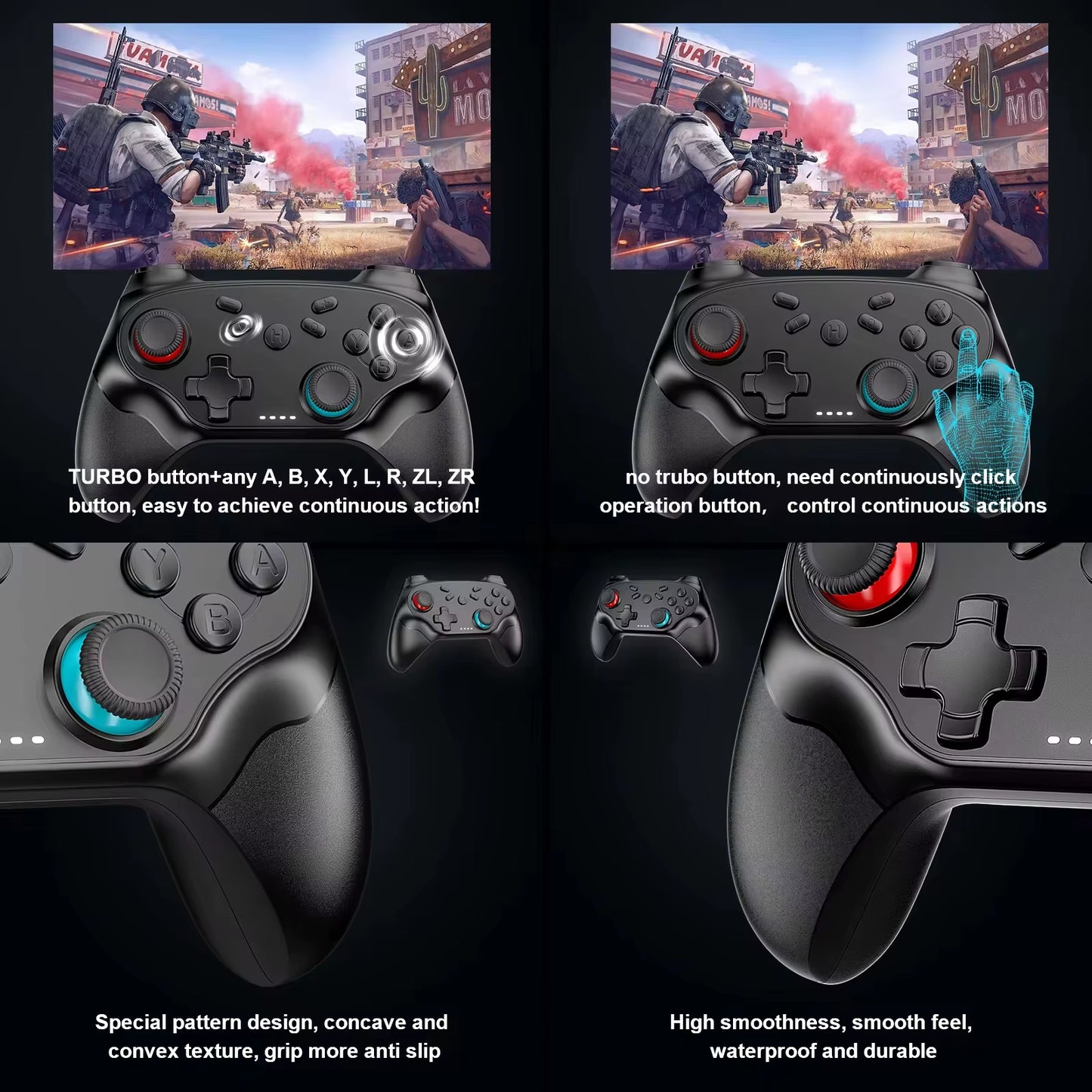 Gamepads for Switch/Pc/Ios/Android Wireless Controller with Turbo Game Controller Vibration Control Console Remote Accessories