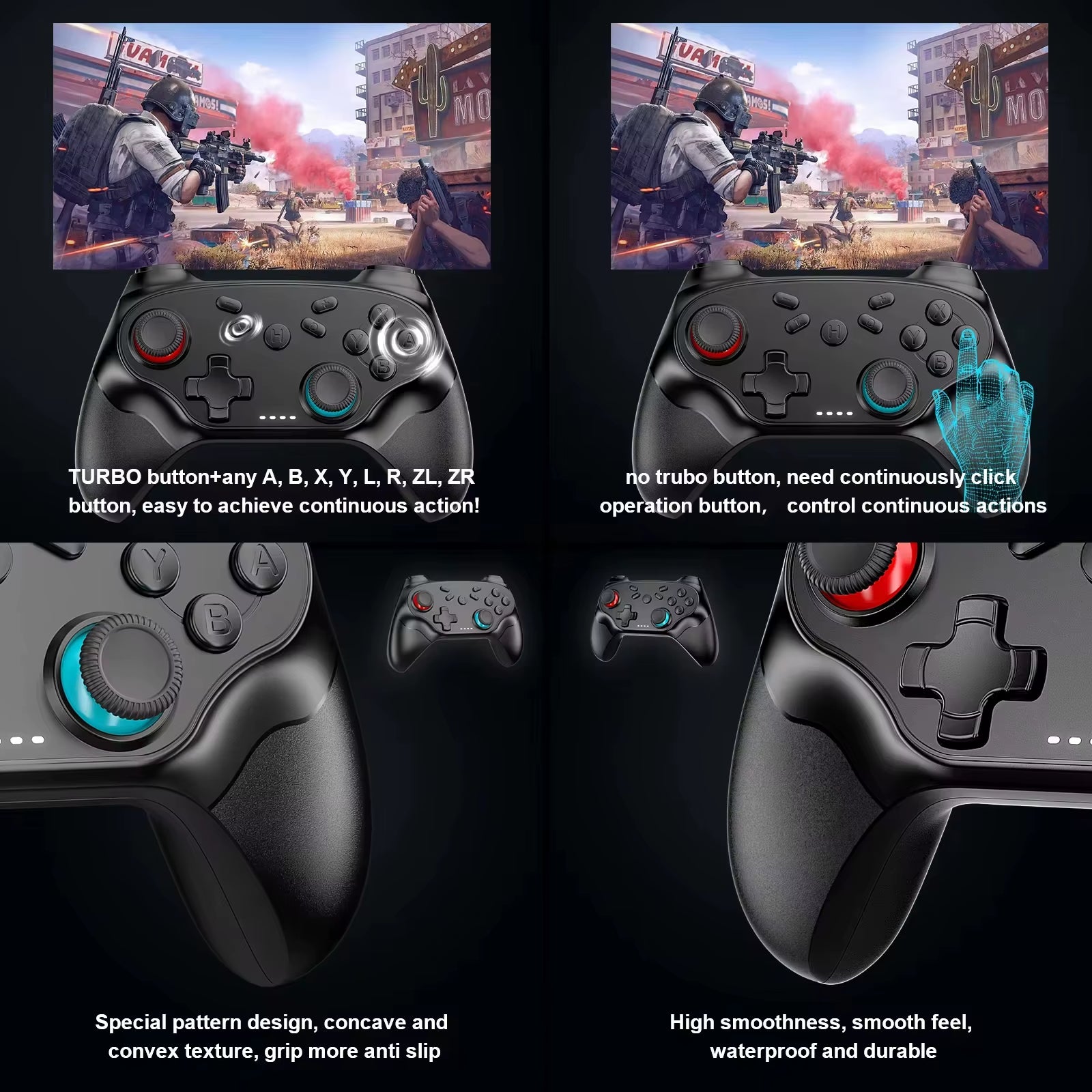 Gamepads for Switch/Pc/Ios/Android Wireless Controller with Turbo Game Controller Vibration Control Console Remote Accessories