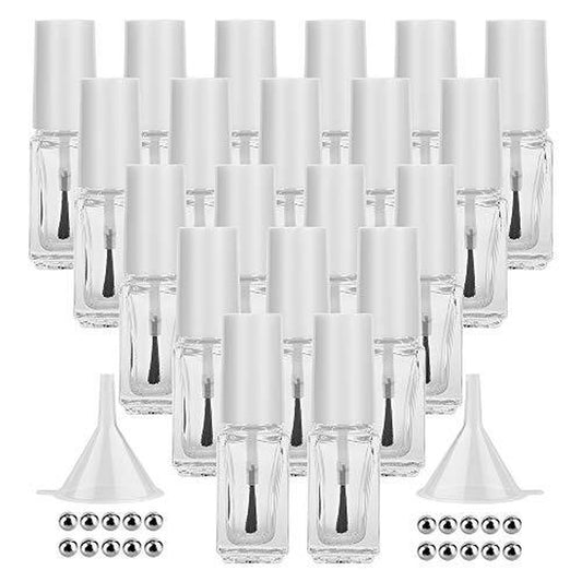 20 Pack 5Ml Empty Nail Polish Glass Bottles with Brush Cap for Nail Art