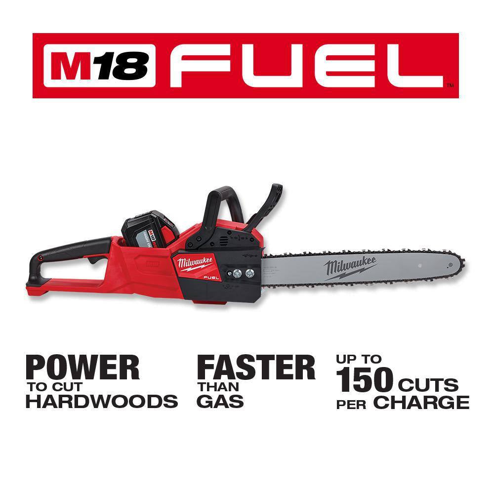 M18 FUEL 10 In. 18V Lithium-Ion Brushless Electric Cordless Telescoping Pole Saw W/16 In. Chainsaw Kit (2-Tool)