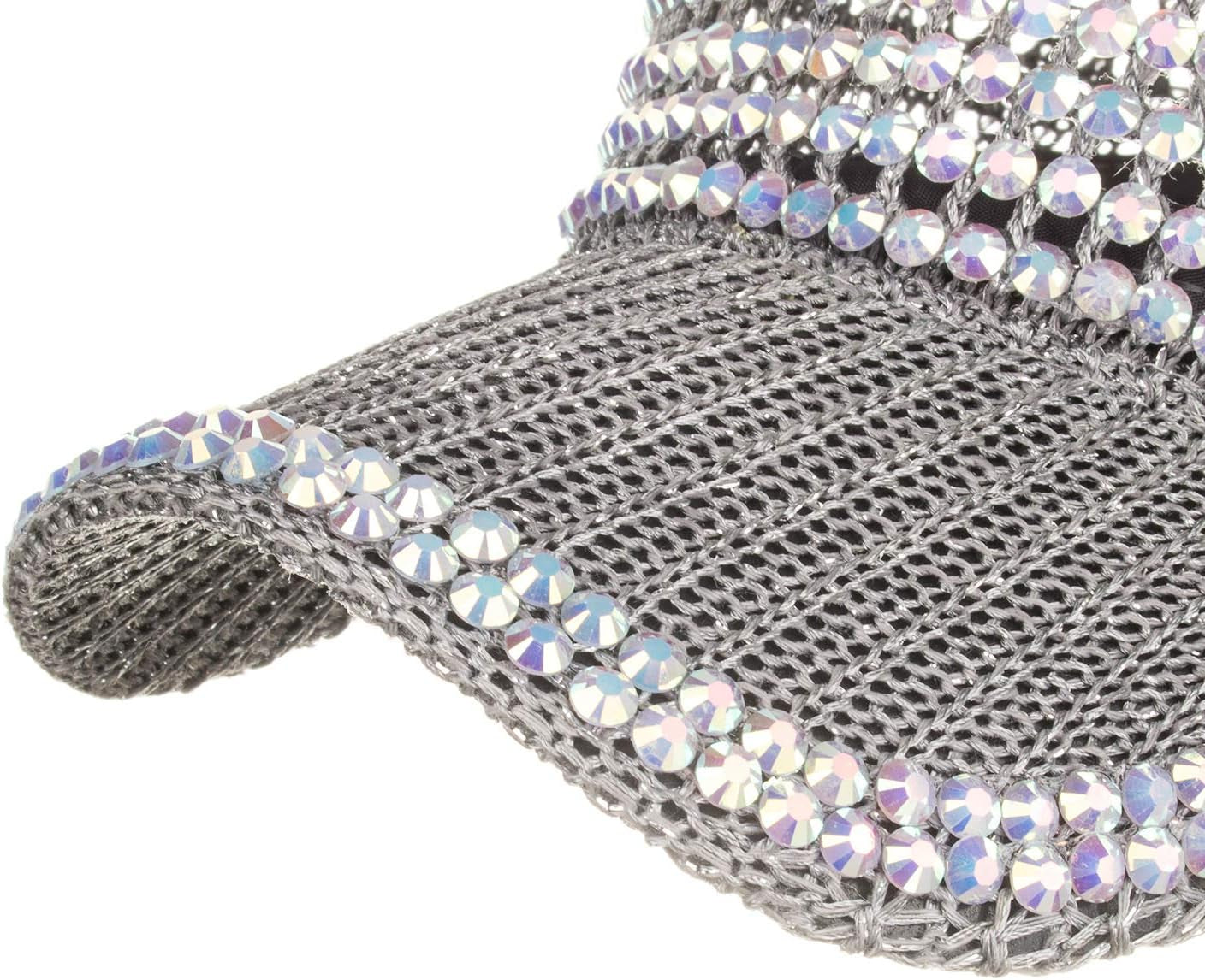 Women Men Studded Rhinestone Crystals Adjustable Ponytail Mesh Baseball Cap Shiny Bling Casual Sports Cap Breathable Sun Hat