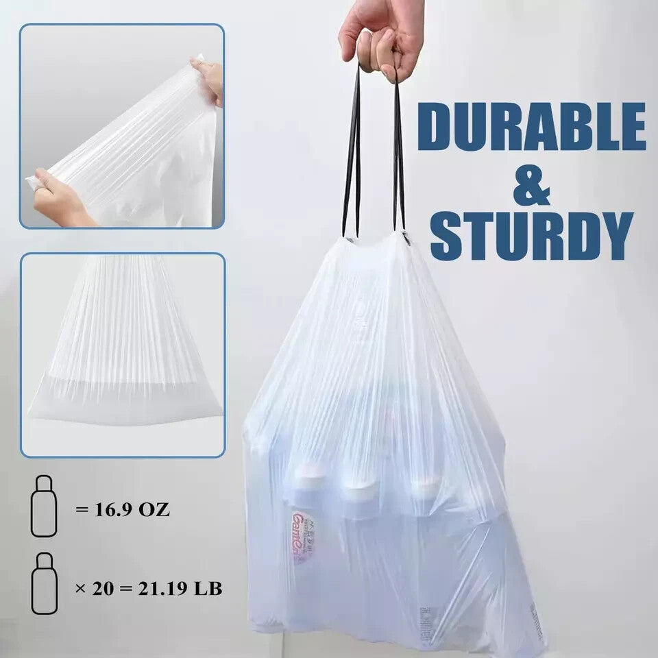 Drawstring 8 Gallon Trash Bags - Medium Trash Bags 8 Gallon Garbage Bags
