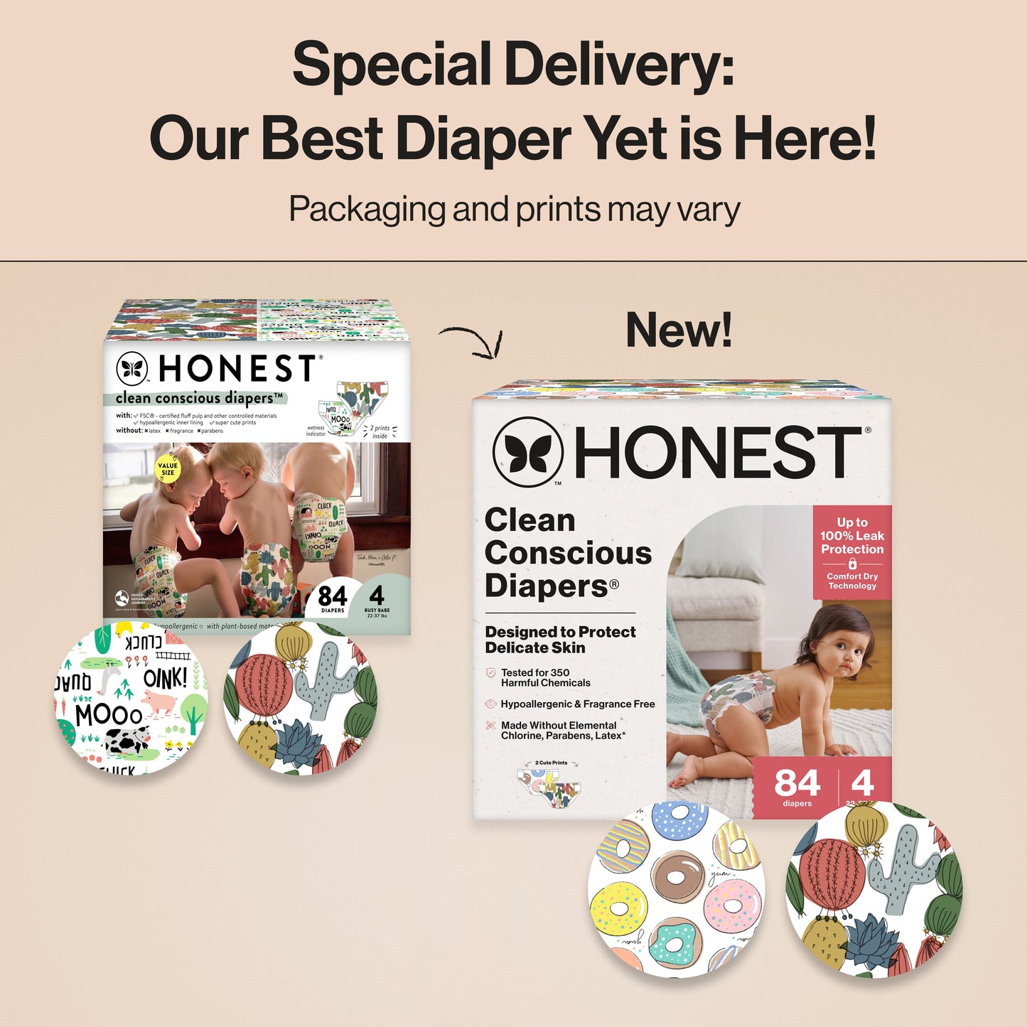 ® Clean Conscious Baby Diapers Size 4 (22-37 Lbs), Hypoallergenic and Fragrance Free, 84 Count