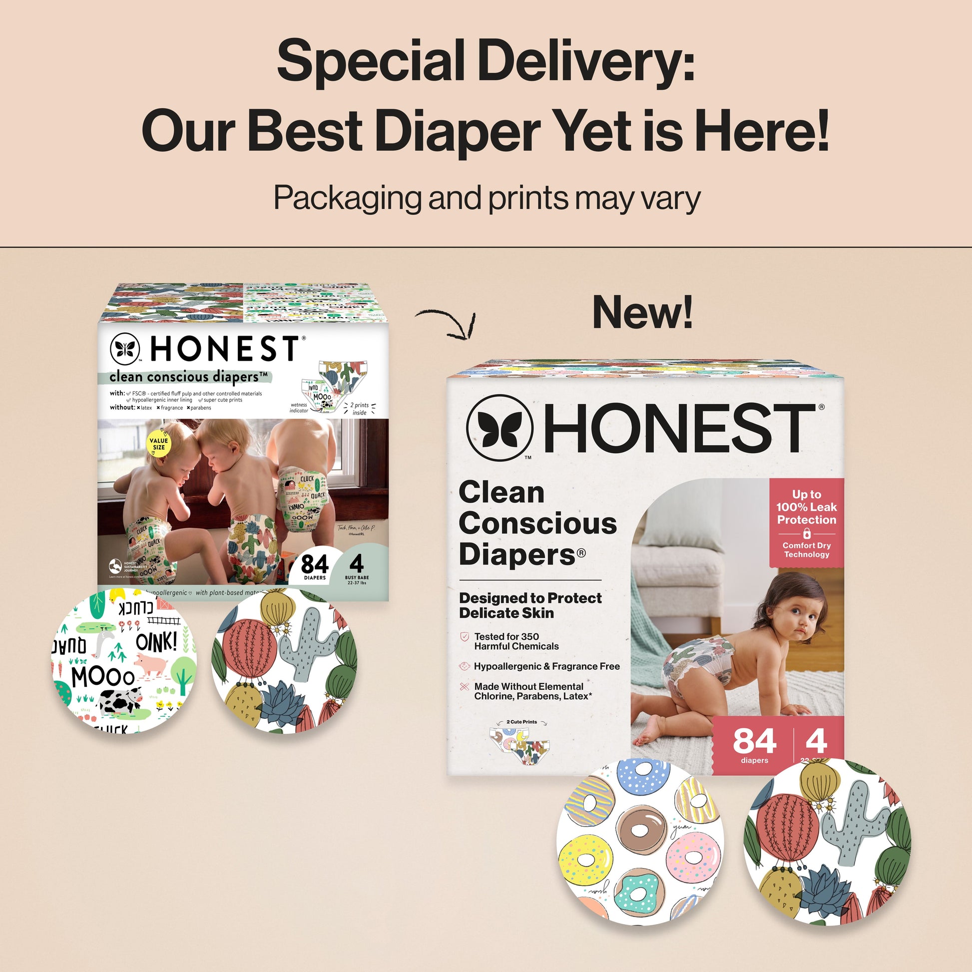 ® Clean Conscious Baby Diapers Size 4 (22-37 Lbs), Hypoallergenic and Fragrance Free, 84 Count