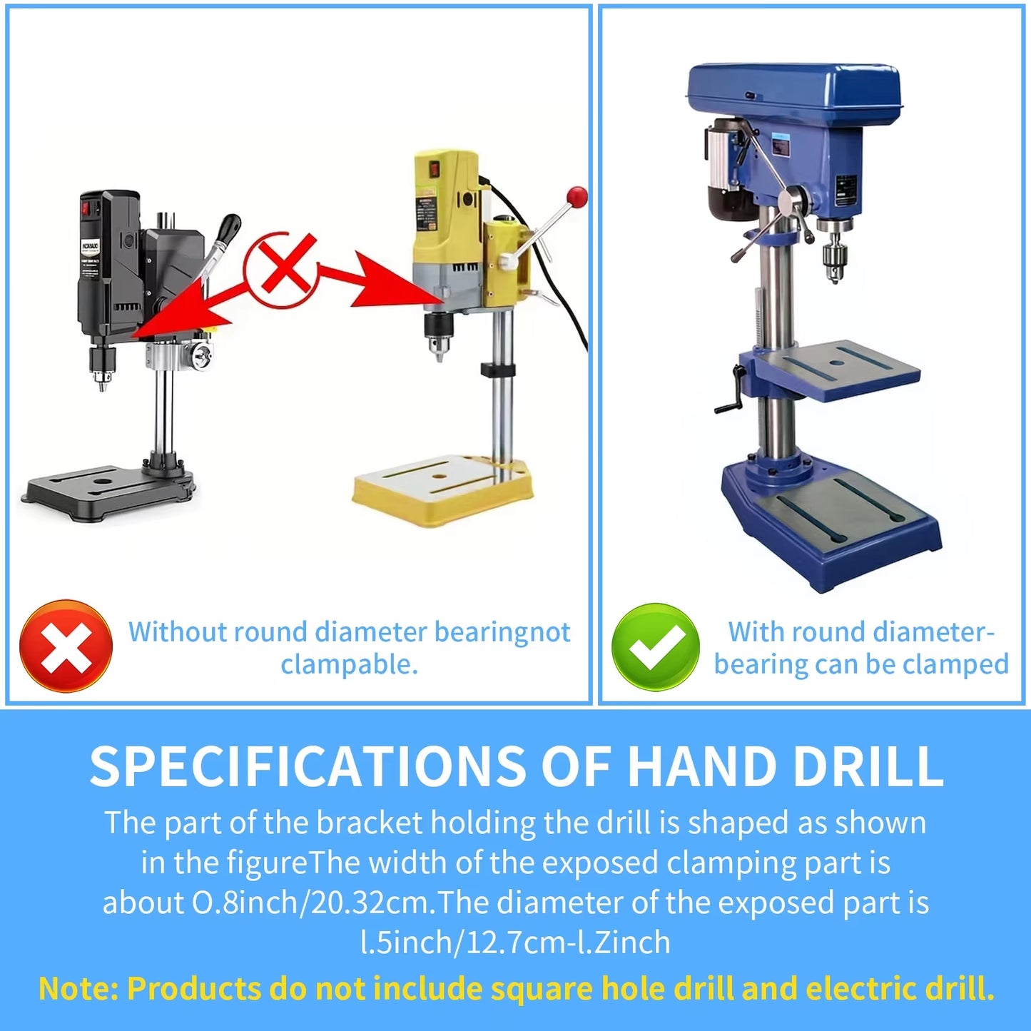 Square Hole Drill Bit Adapter Bench Drill Press Converter for Drill Machine Accessory Woodworking Log Furniture Small Size