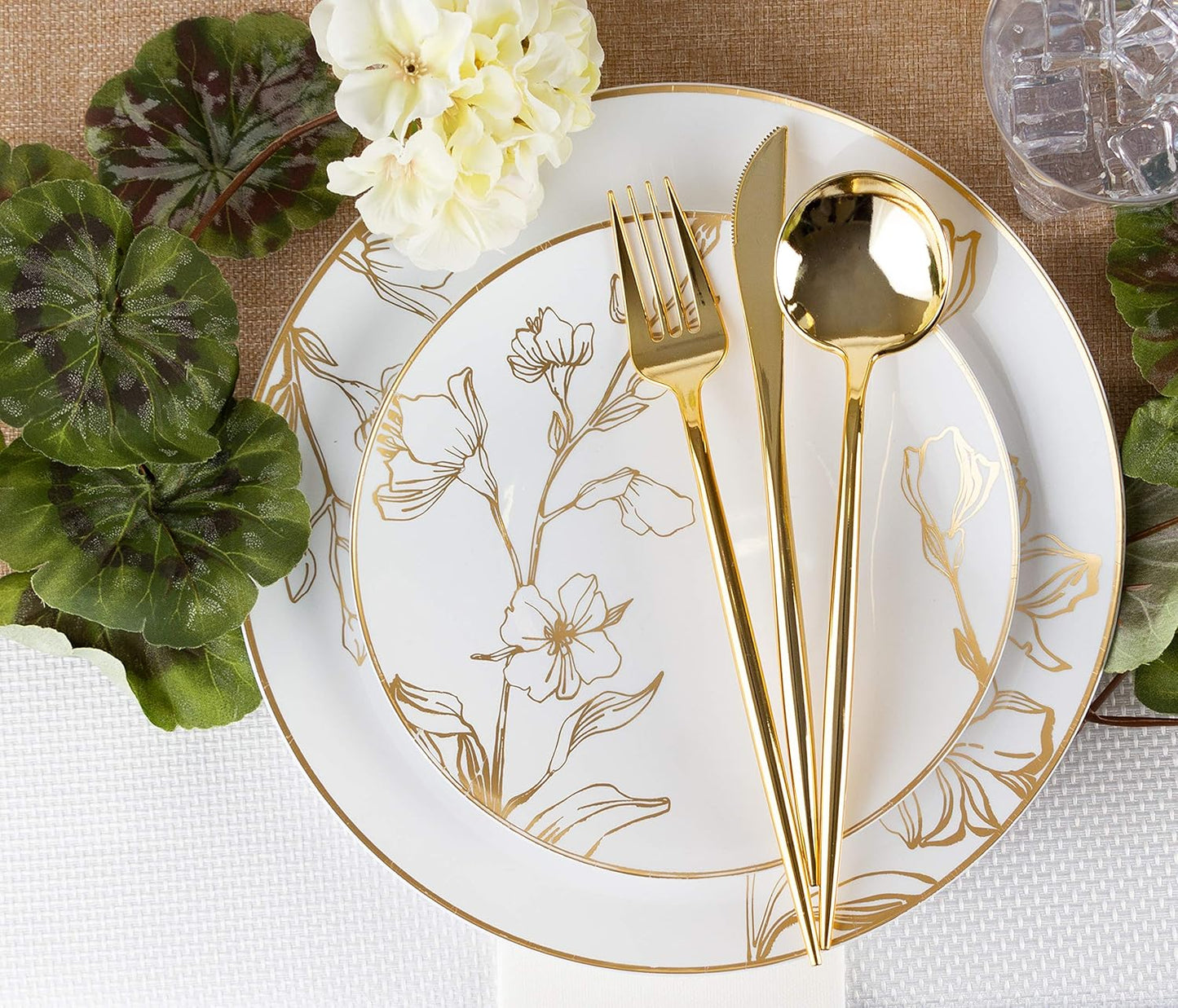 Novelty Modern Flatware, Cutlery, Disposable Plastic Salad Forks Luxury Gold 32 Count