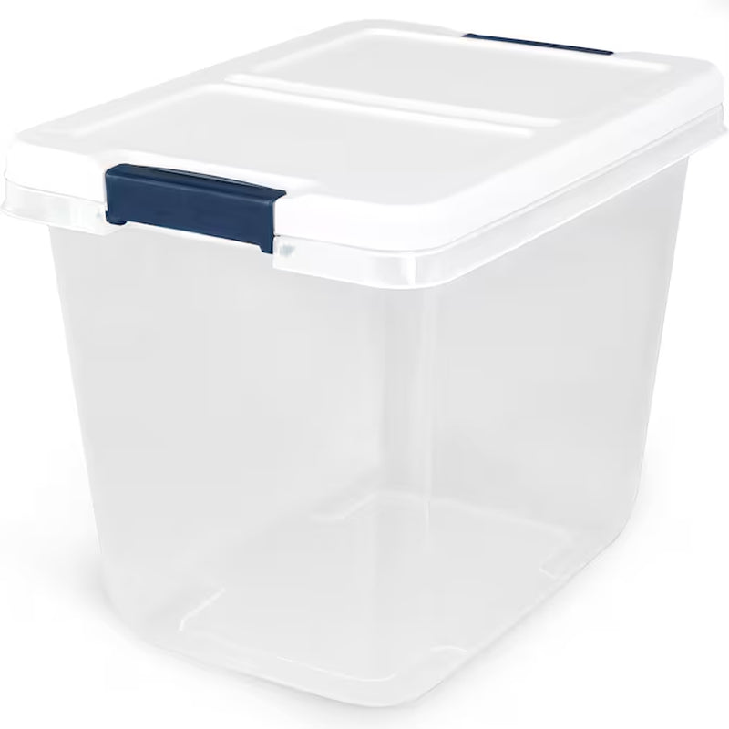 X-Large 25 -Gallons ( 100 -Quarts ) Clear/White Stackable Tote with Latching Lid