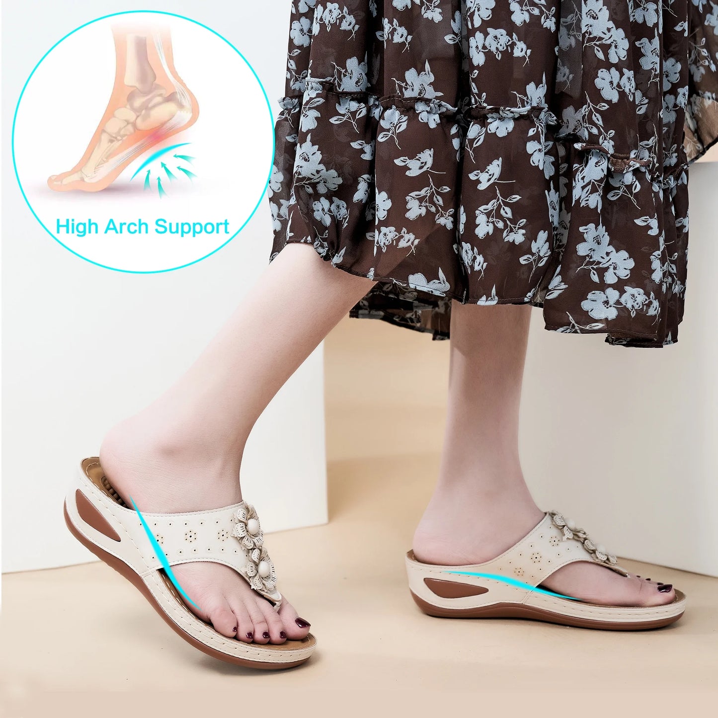 Women Sandals Flip Flops for Women Summer Casual Wedge Sandals Shoes Massage Function