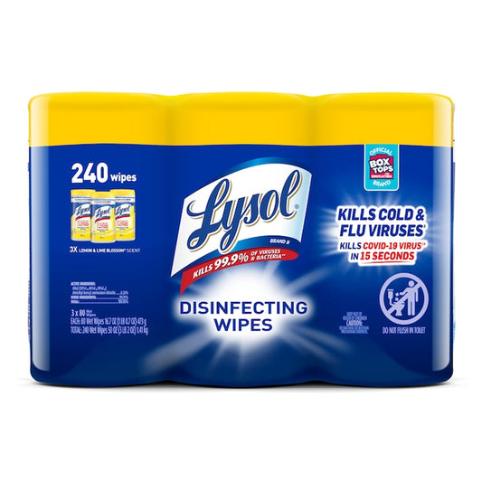 240 -Count Lemon and Lime Blossom Disinfectant Wipes All-Purpose Cleaner 3 -Pack