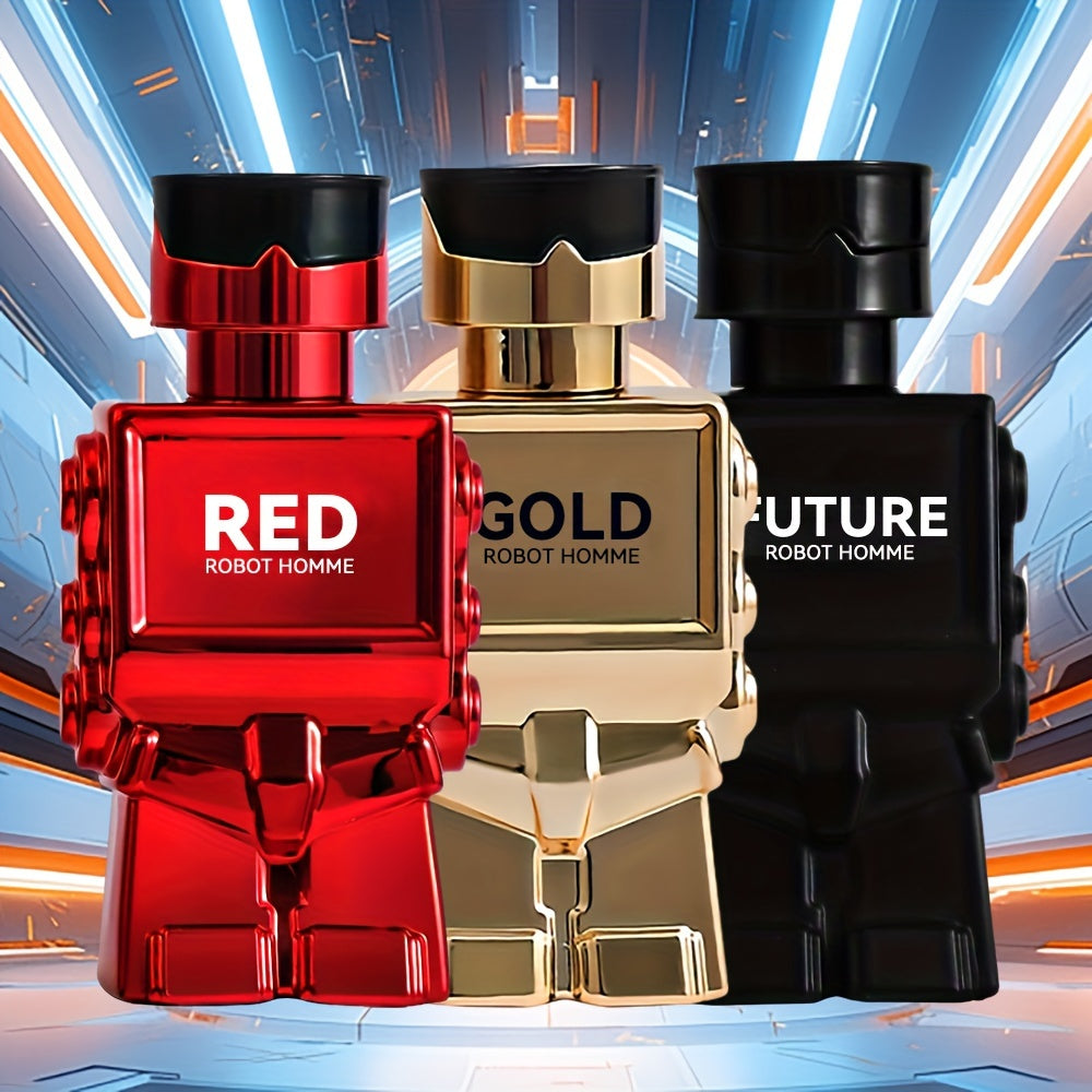 3PCS Robot Perfume Gift Set For Men, Eau De Toilette Spray, Refreshing And Long Lasting Fragrance With Woody Notes Cologne Travel Size For Dating And Daily Life, 90ML 3.04FL.OZ Gift For Men Father's Day Gift