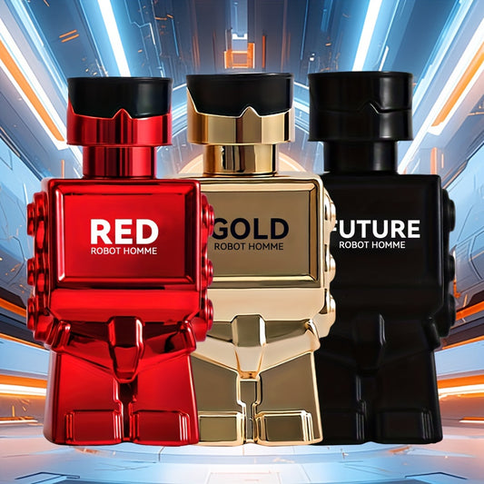 3PCS Robot Perfume Gift Set For Men, Eau De Toilette Spray, Refreshing And Long Lasting Fragrance With Woody Notes Cologne Travel Size For Dating And Daily Life, 90ML 3.04FL.OZ Gift For Men Father's Day Gift
