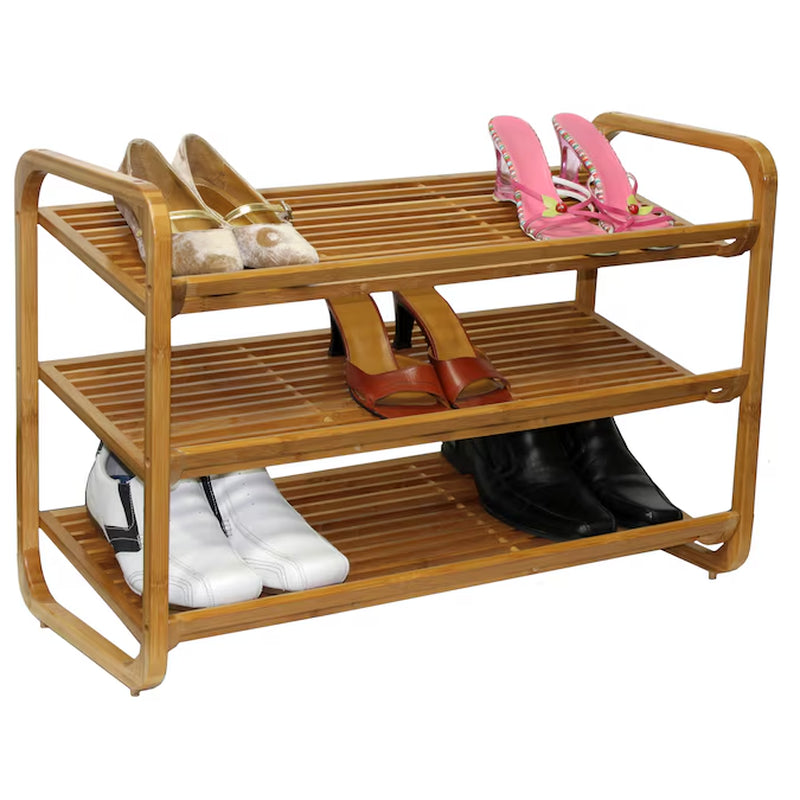 20.0-Inches H 3.0 Tier 12 Pair Brown Wood Shoe Rack