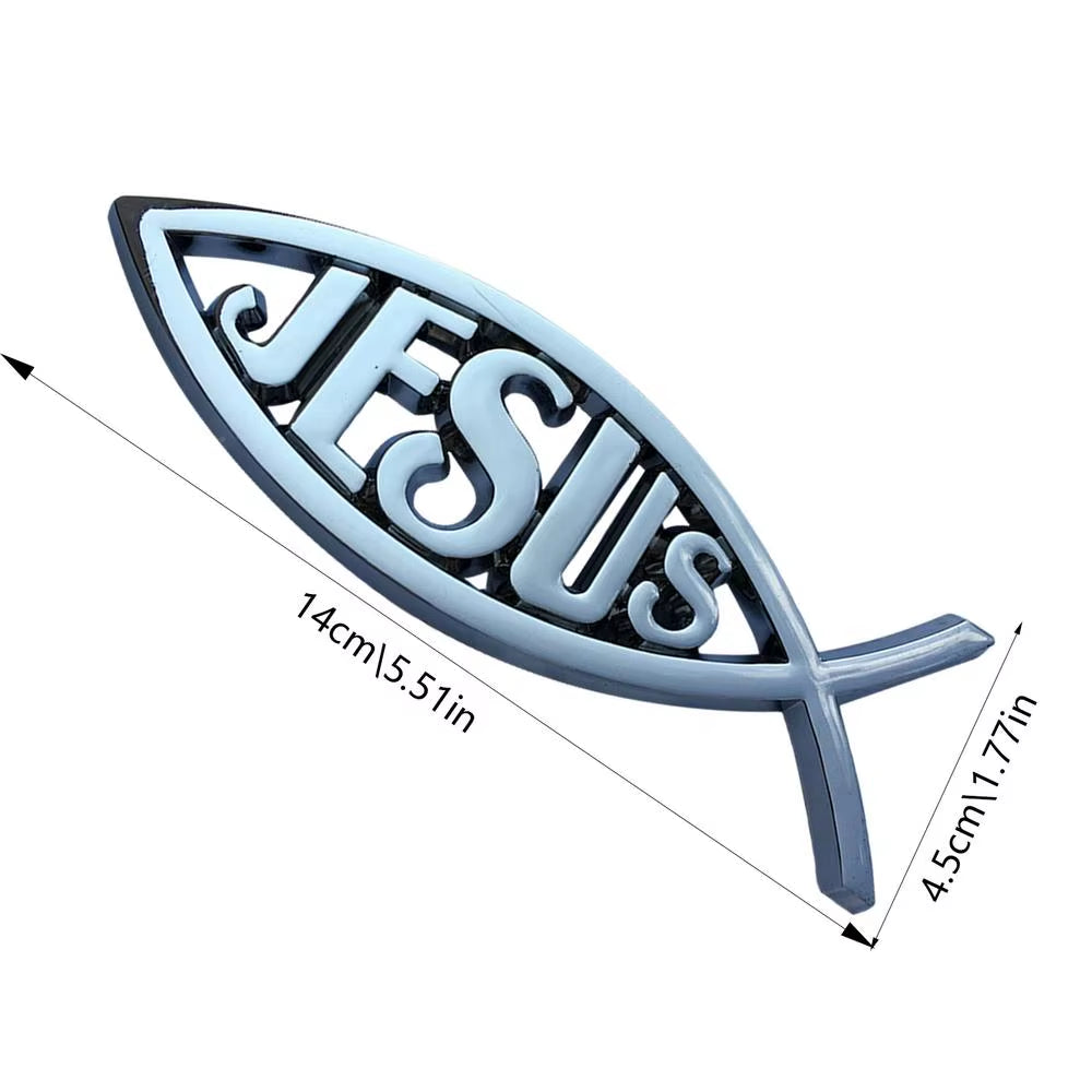 1Pcs JESUS Fish Silver Chrome Christian Crafts ABS Car Sticker PEACE FAITH Emblem Badge Decal Auto Accessories