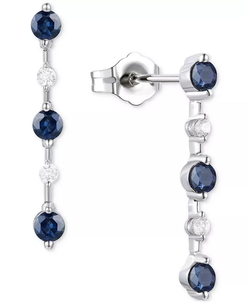 Emerald (3/4 Ct. T.W.) & Diamond (1/10 Ct. T.W.) Linear Drop Earrings in 14K Gold (Also in Ruby & Sapphire)