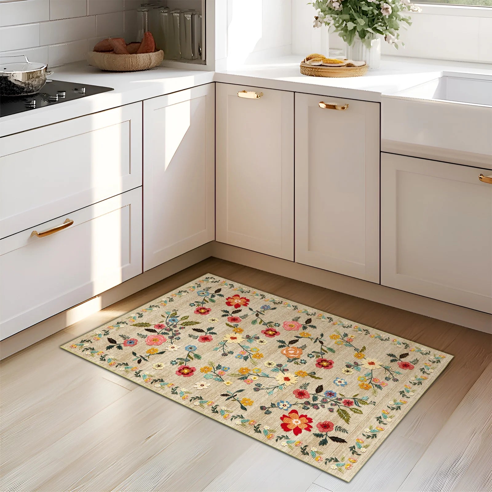 2'X3' Floral Area Rugs, Machine Washable Rug for Living Room- Soft Indoor Carpet, Low Pile for Bedroom, Dining Room, Playroom, Office