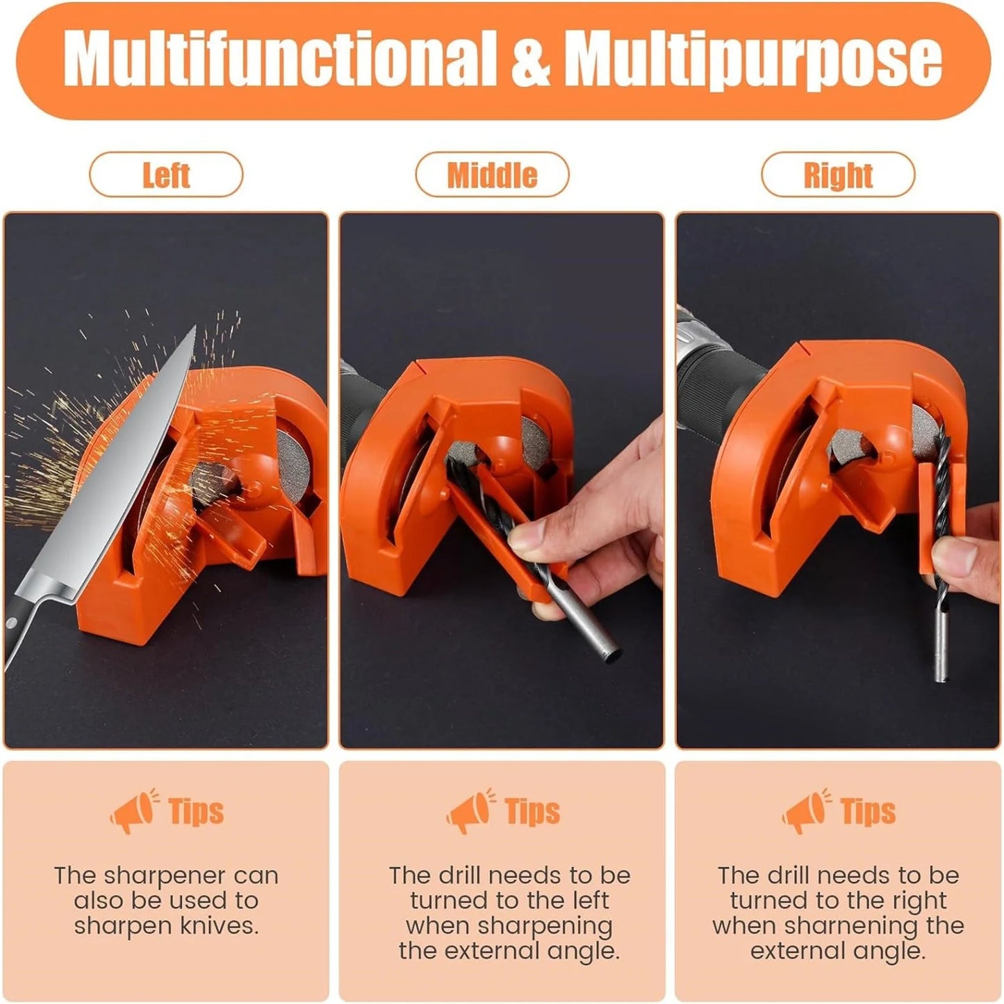 Drill Bit Sharpener Drill Bit Sharpener for All Bits Multipurpose Drill Bit Grinding Sharpener for High Speed Steel Masonry Carbide Cobalt & Tin Coated Drill Bits, 1X Drill Bit Sharpener