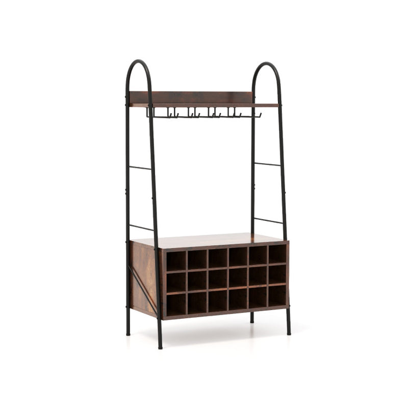 Baker'S Rack with Detachable Wine Rack and 5 Rows of Stemware Holder